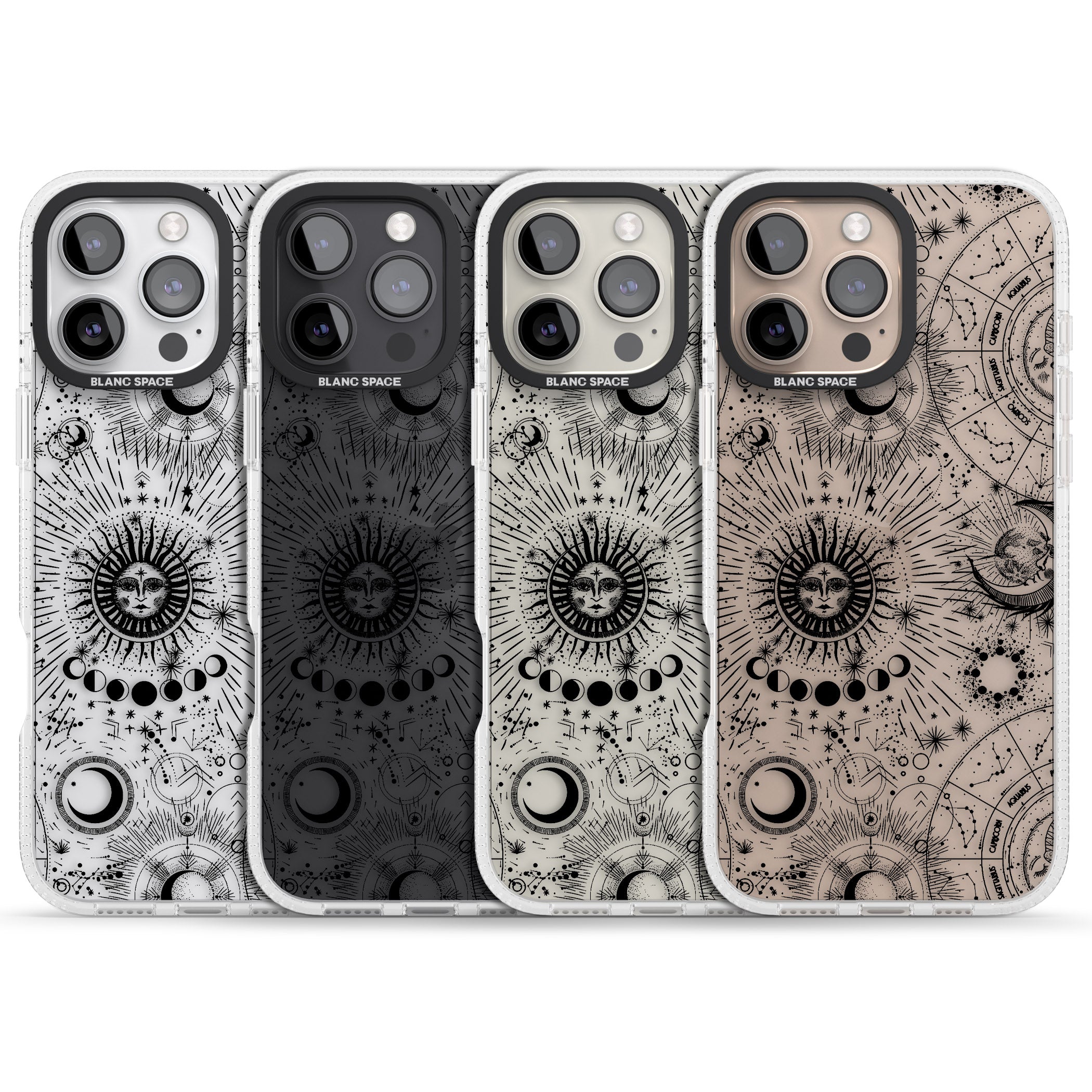 Transparent Suns & Zodiac Charts iPhone 16 Pro Max / 16 Pro Clear Case Impact Air - Blanc Space