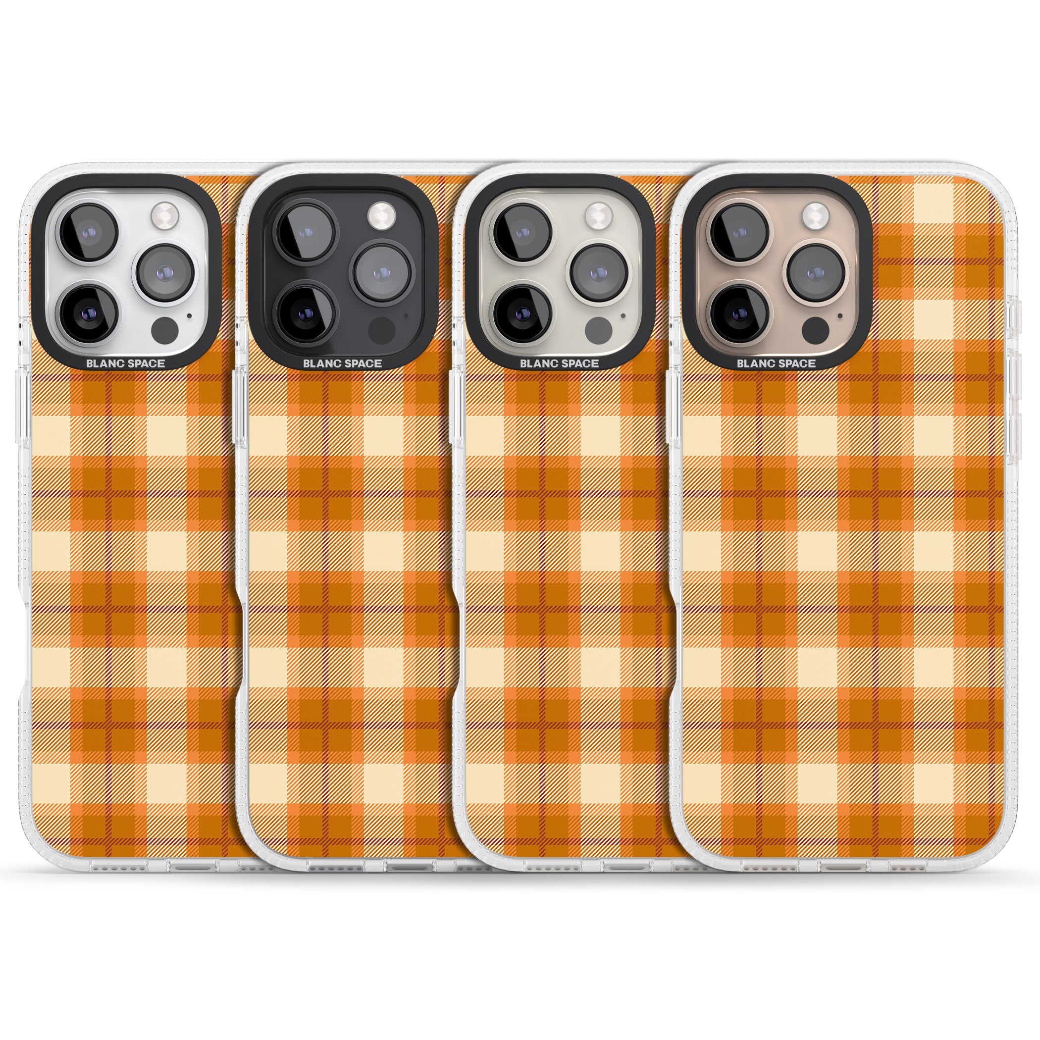 Pumpkin Plaid iPhone 16 Pro Max / 16 Pro Clear Case Impact Air - Blanc Space