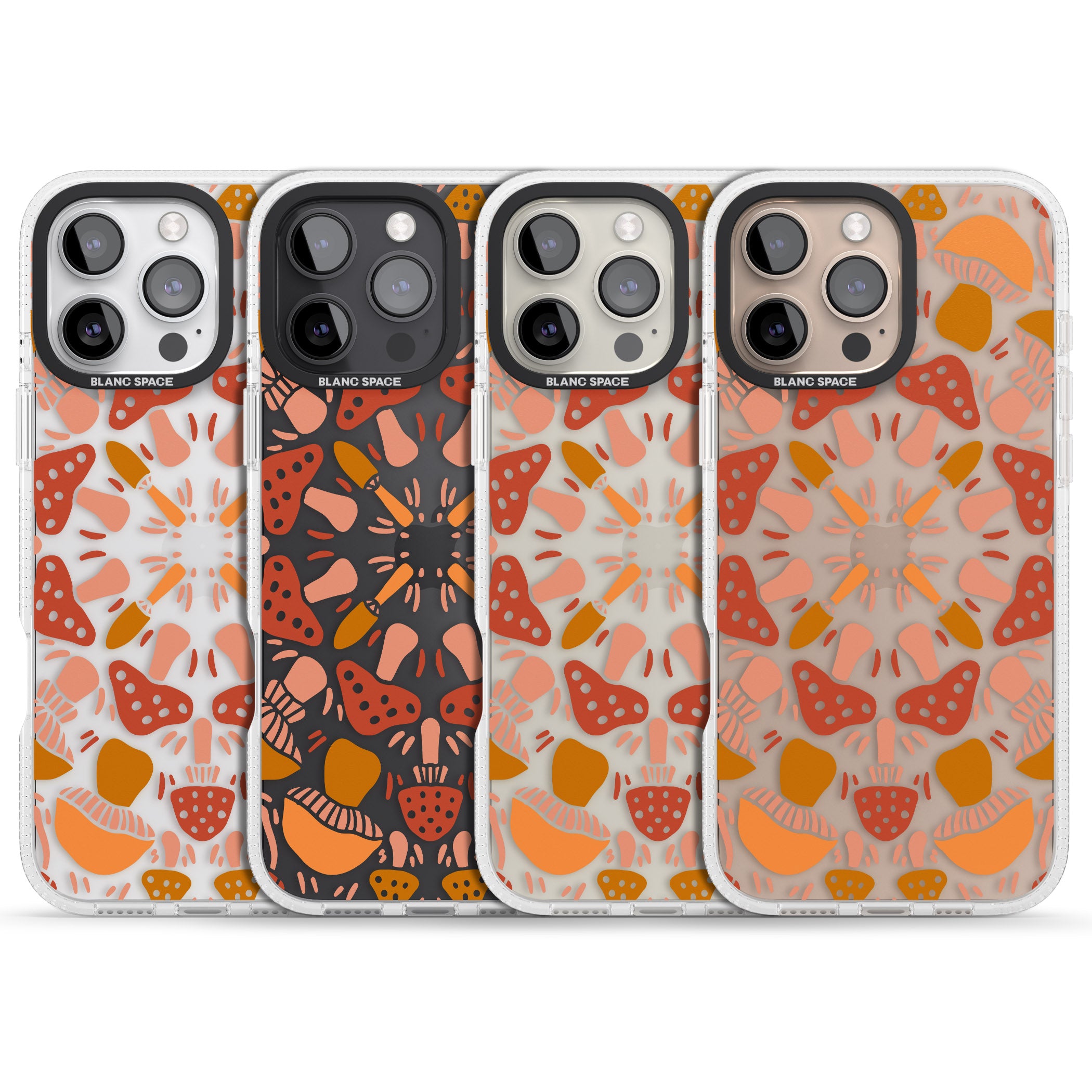 Mushroom Medley iPhone 16 Pro Max / 16 Pro Clear Case Impact Air - Blanc Space