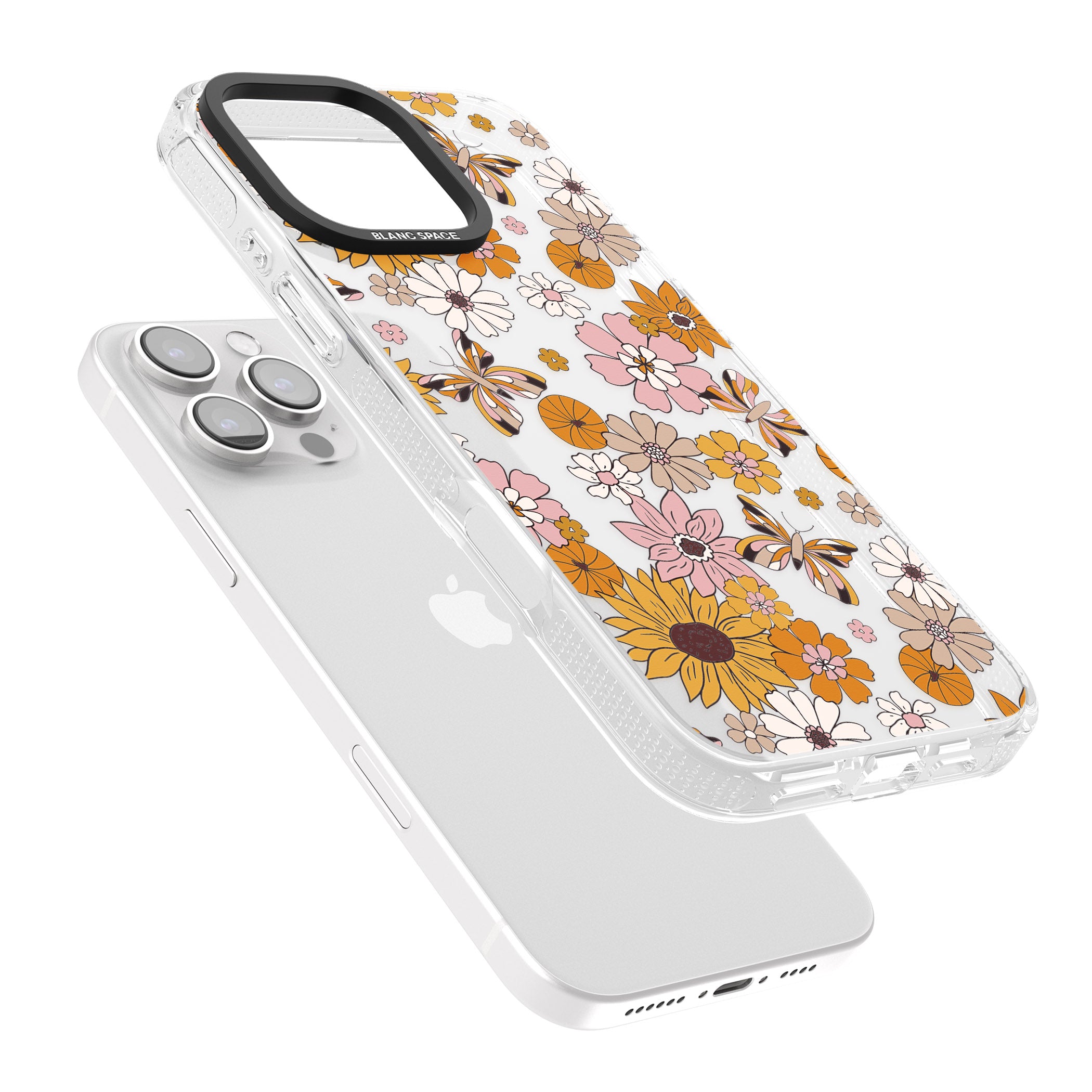 Butterfly & Bloom Autumn Floral iPhone 16 Pro Max / 16 Pro Clear Case Impact Air - Blanc Space