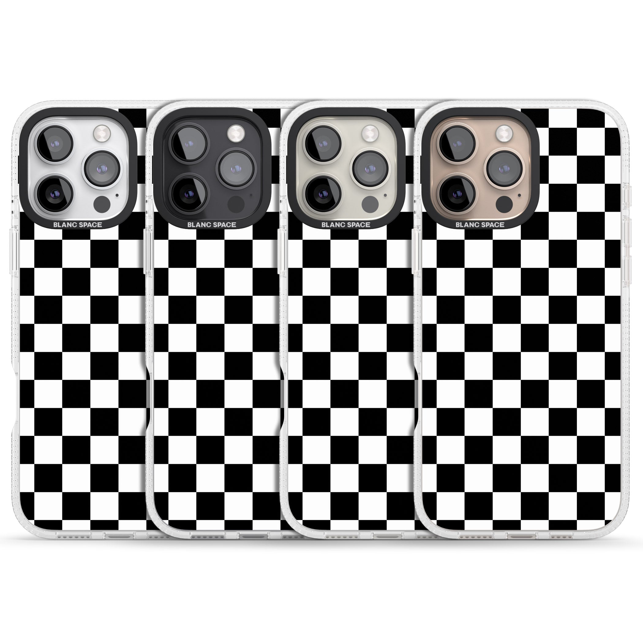 Black Checkered iPhone 16 Pro Max / 16 Pro Clear Case Impact Air - Blanc Space