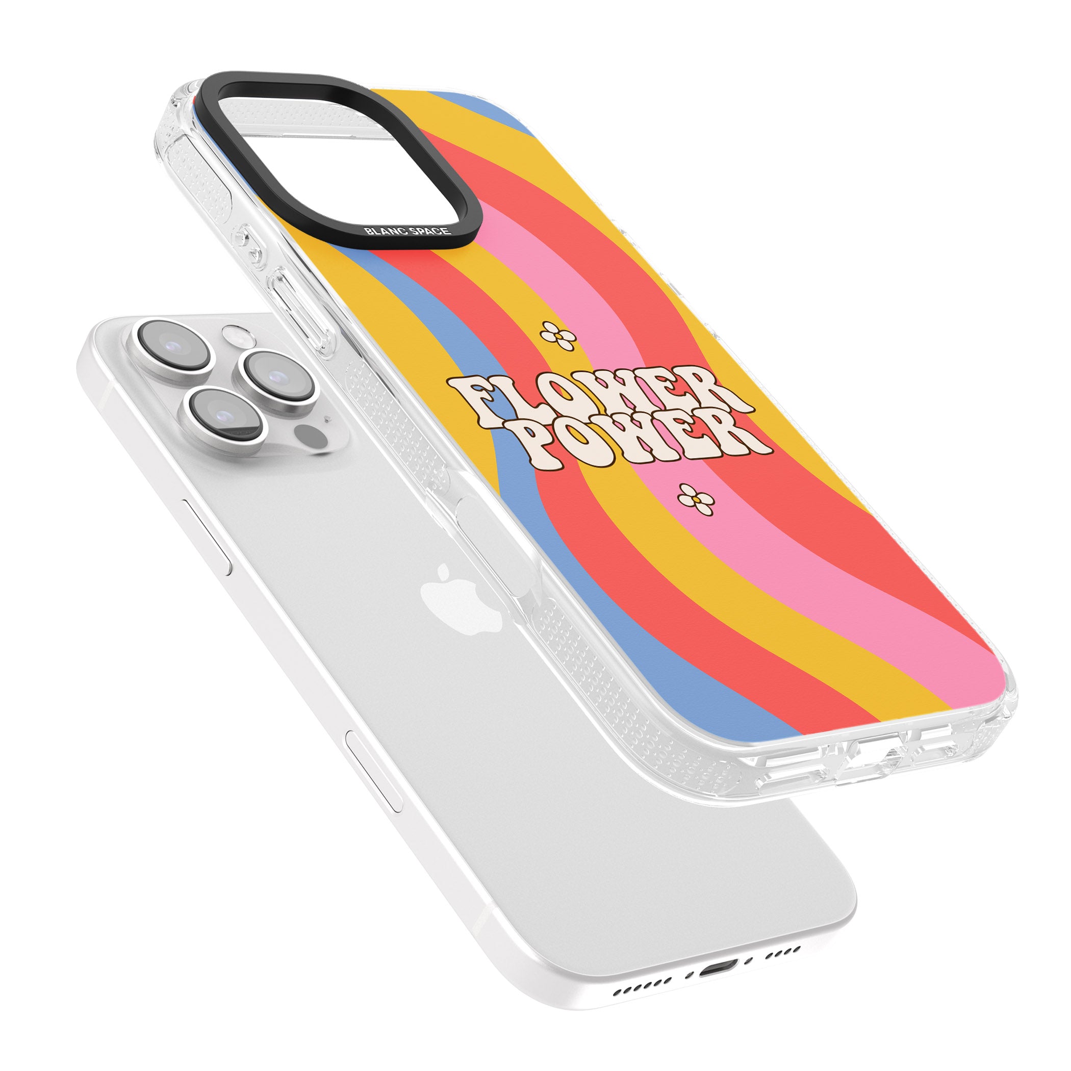 Melting Flower Power iPhone 16 Pro Max / 16 Pro Clear Case Impact Air - Blanc Space