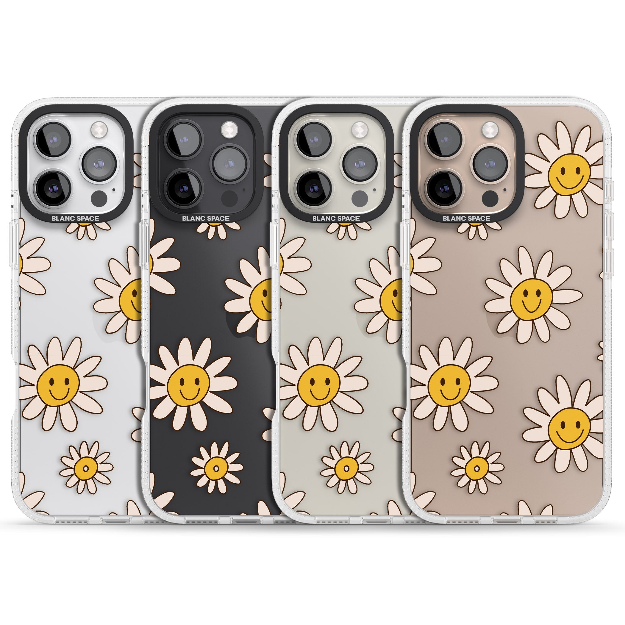 Daisy Faces iPhone 16 Pro Max / 16 Pro Clear Case Impact Air - Blanc Space