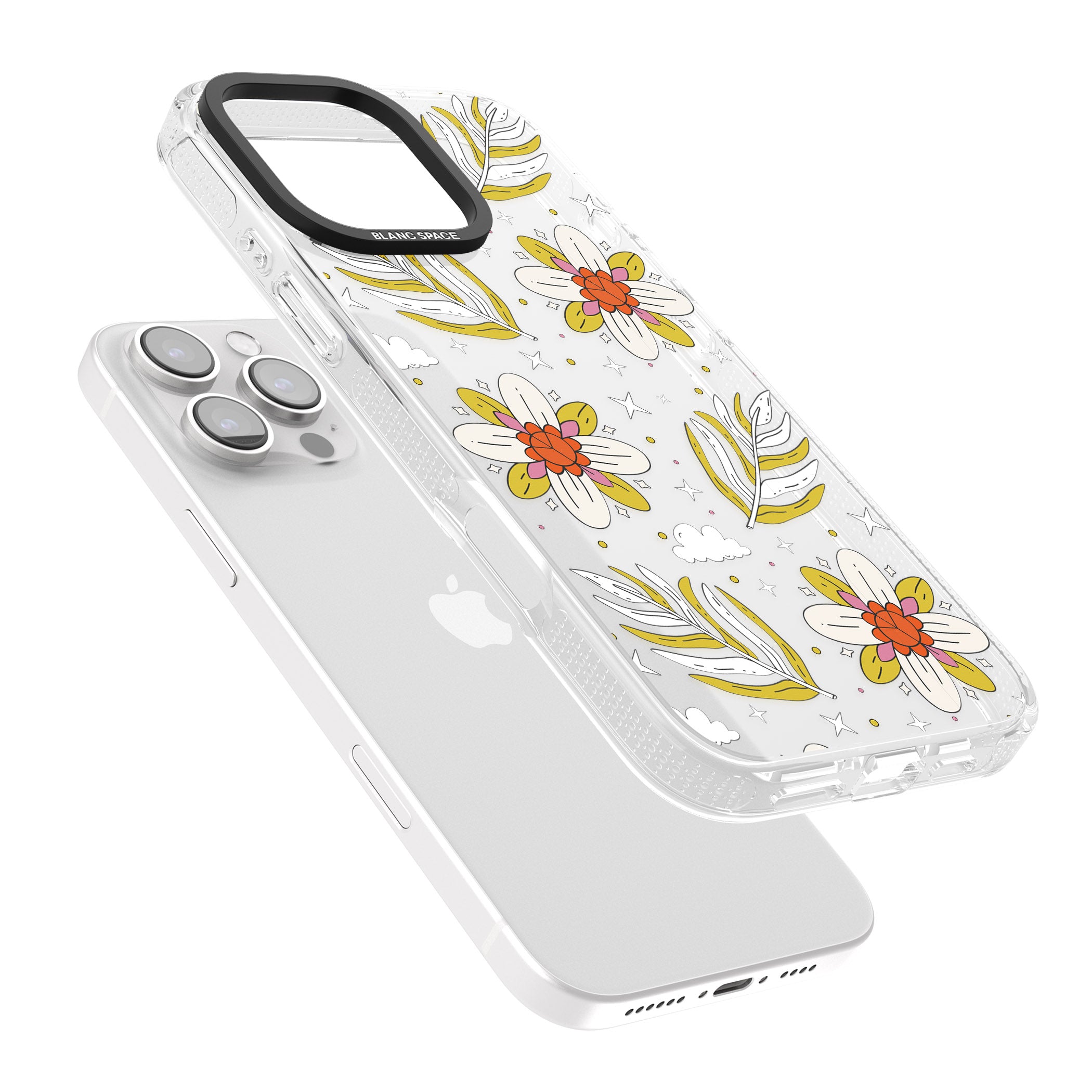 Boho Celestial Floral Dream iPhone 16 Pro Max / 16 Pro Clear Case Impact Air - Blanc Space