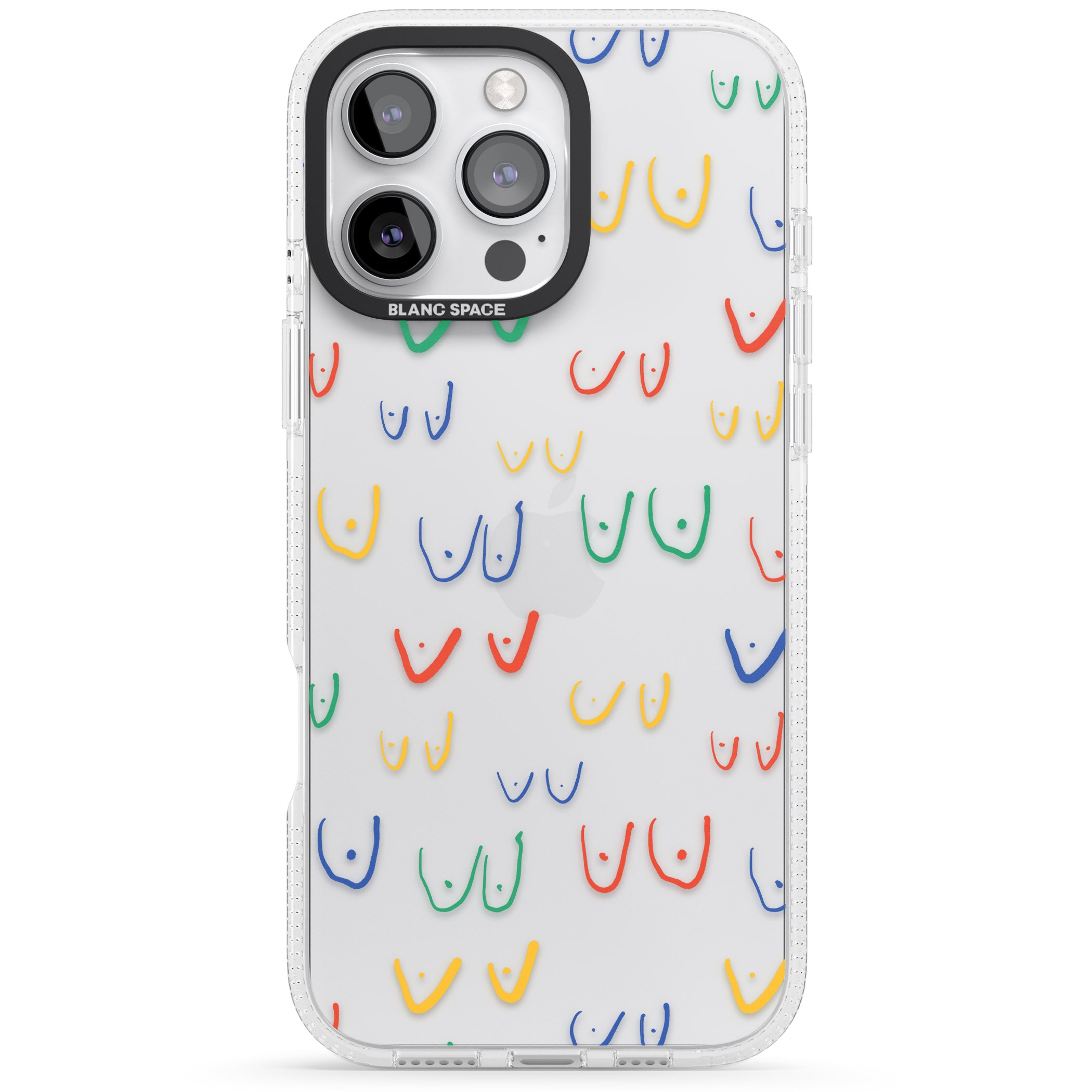 Free the boob (Mixed Colours) iPhone 16 Pro Max / 16 Pro Clear Case Impact Air - Blanc Space