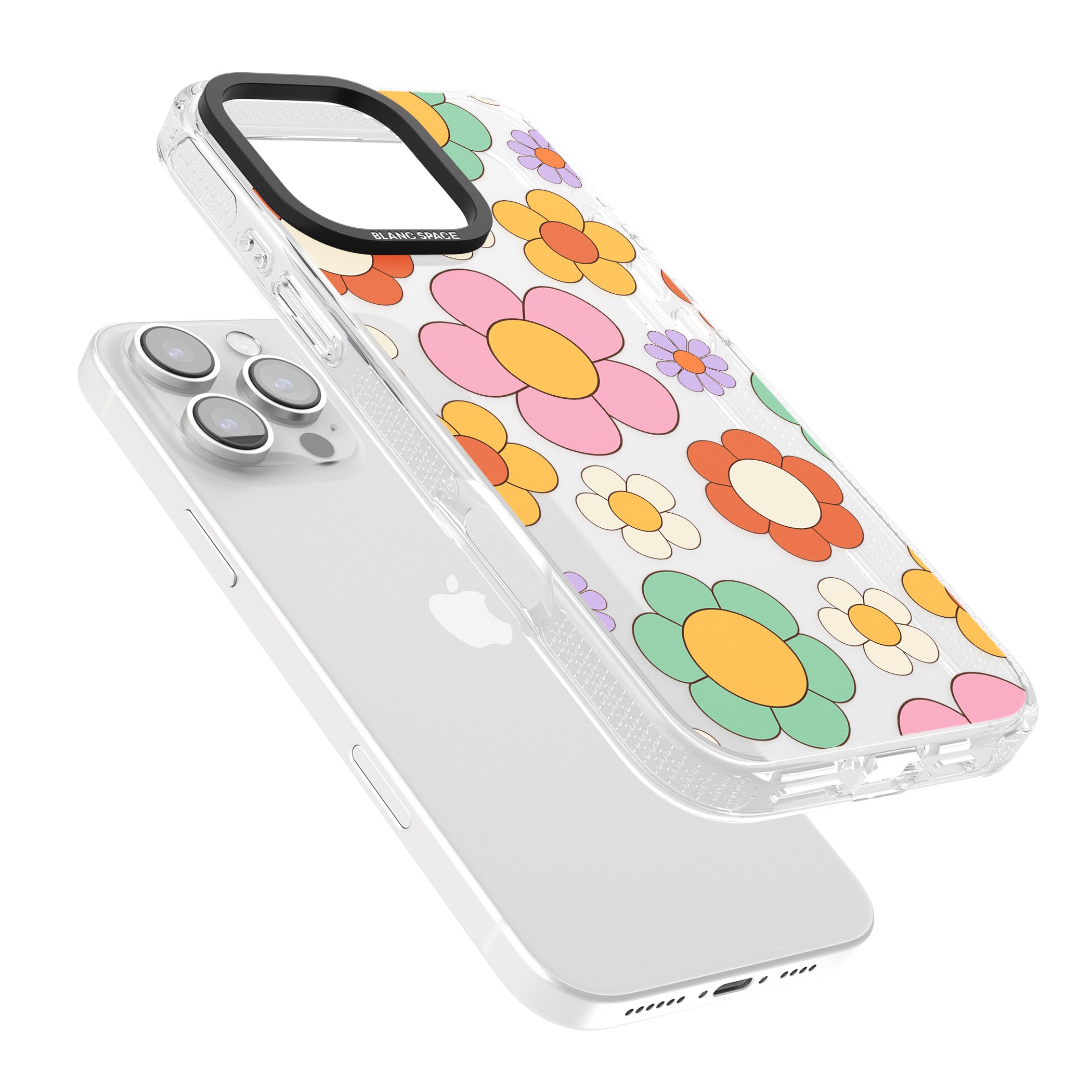 Groovy Blossoms iPhone 16 Pro Max / 16 Pro Clear Case Impact Air - Blanc Space