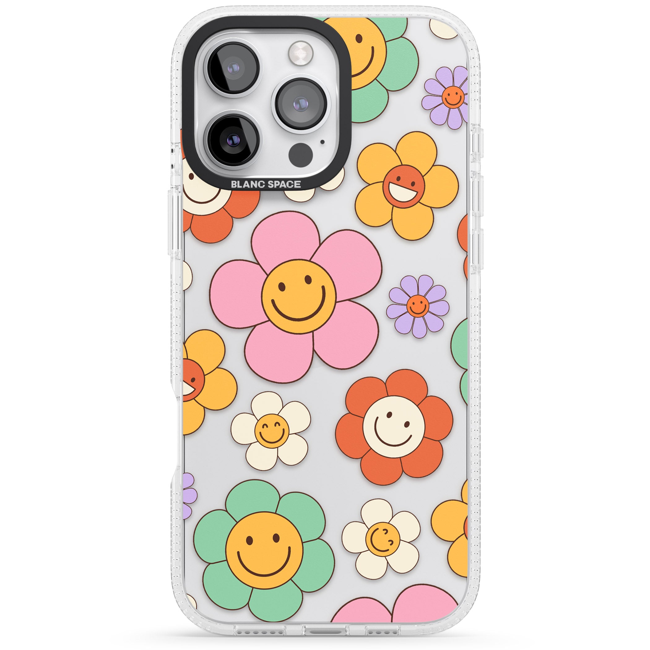 Happy Blossoms iPhone 16 Pro Max / 16 Pro Clear Case Impact Air - Blanc Space