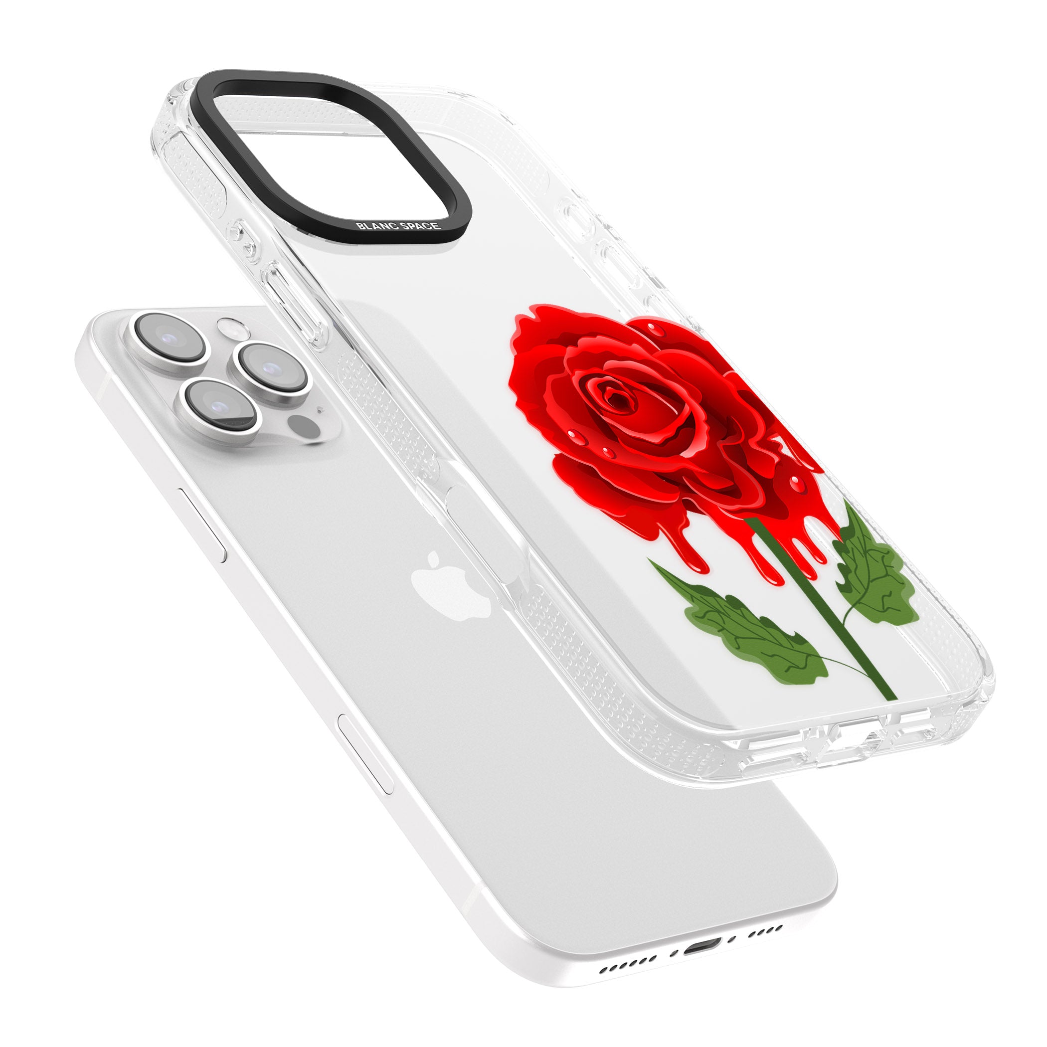 Melting Rose iPhone 16 Pro Max / 16 Pro Clear Case Impact Air - Blanc Space