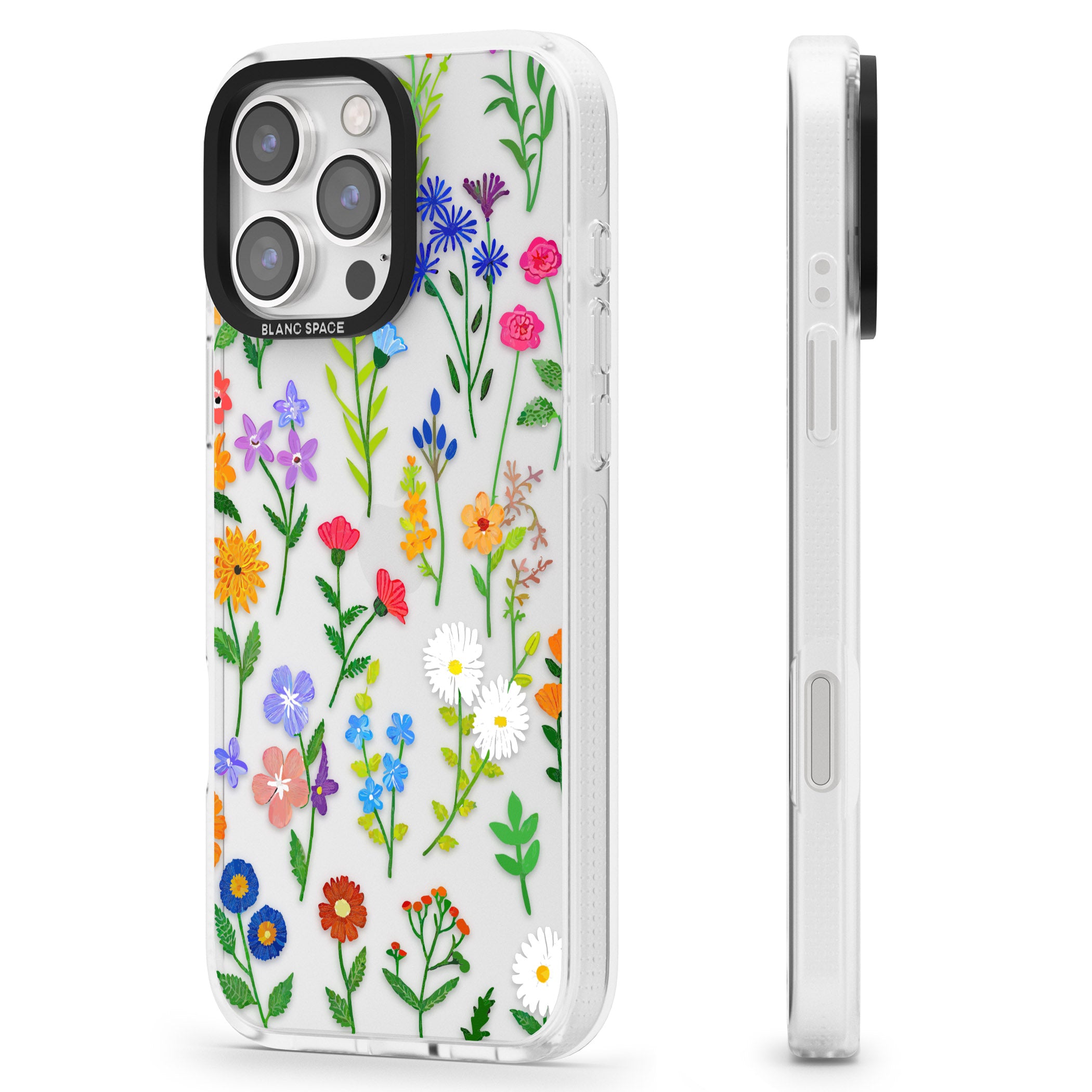 Wildflower Garden iPhone 16 Pro Max / 16 Pro Clear Case Impact Air - Blanc Space