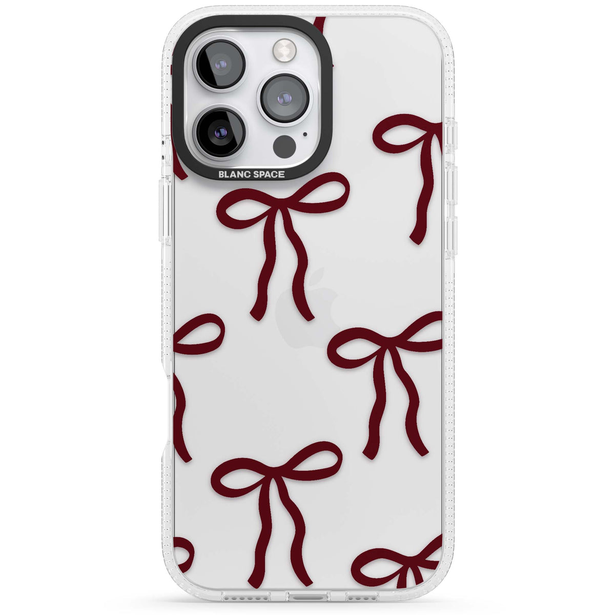 Burgundy Bows coquette iPhone case featuring hand-drawn burgundy red bows on a clear background | Clear Case Impact Air case for iPhone 16 Pro, iPhone 16 Pro Max