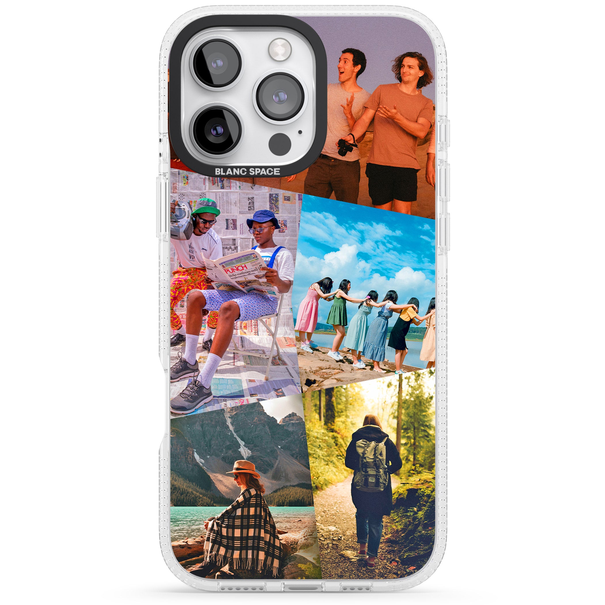 Abstract Photo Grid iPhone 16 Pro Max / 16 Pro Clear Case Impact Air - Blanc Space