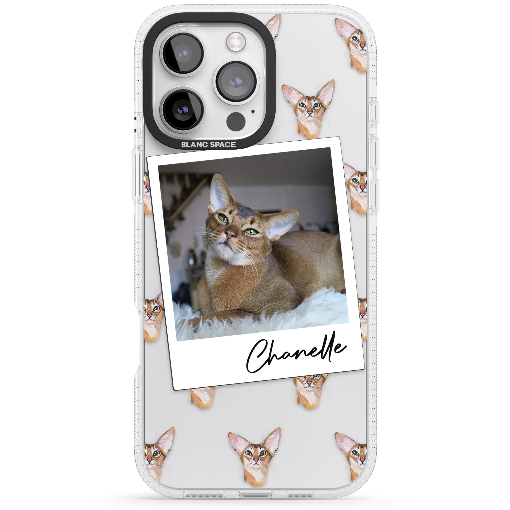 Personalised Abyssinian Cat Photo iPhone 16 Pro Max / 16 Pro Clear Case Impact Air - Blanc Space
