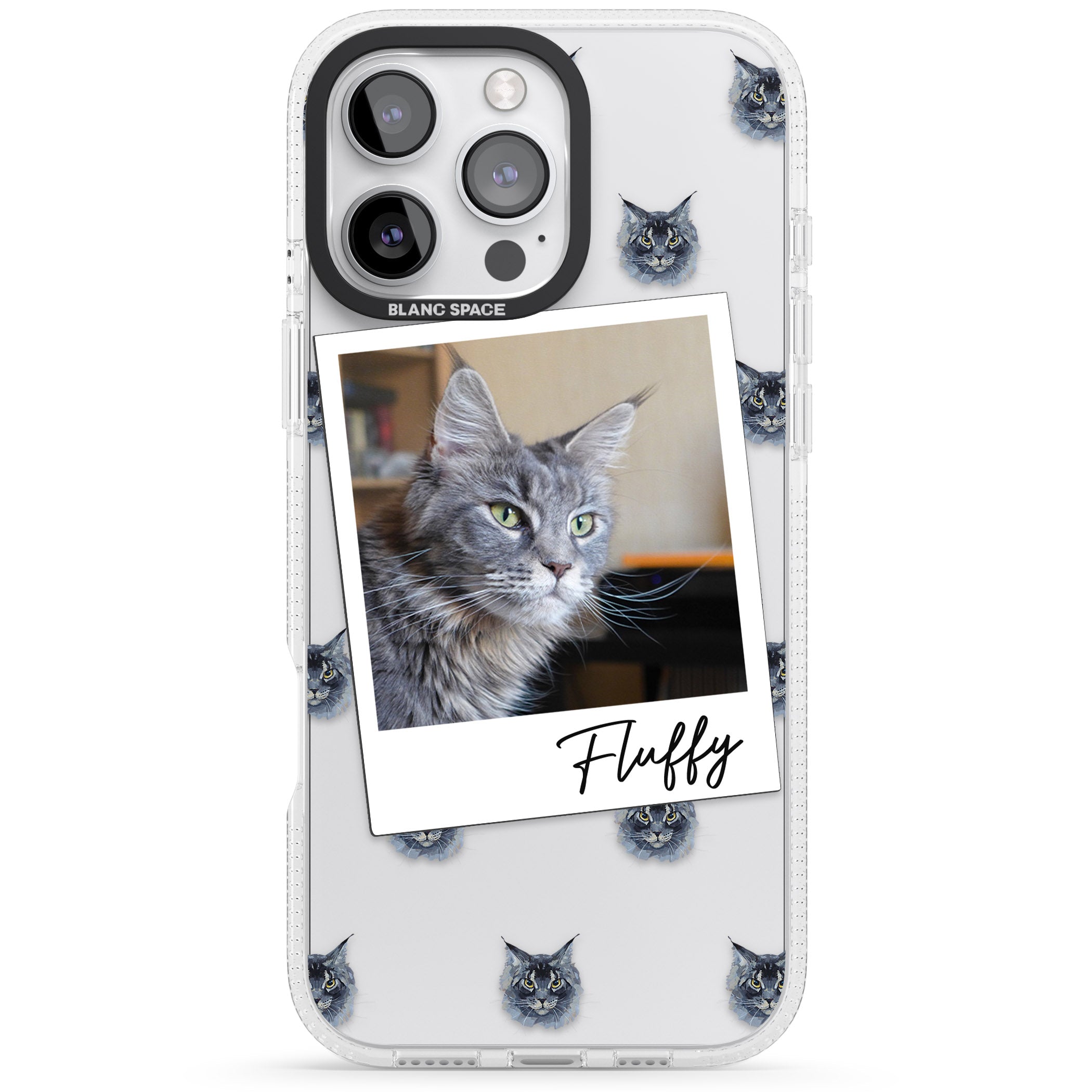 Personalised Maine Coon Photo iPhone 16 Pro Max / 16 Pro Clear Case Impact Air - Blanc Space