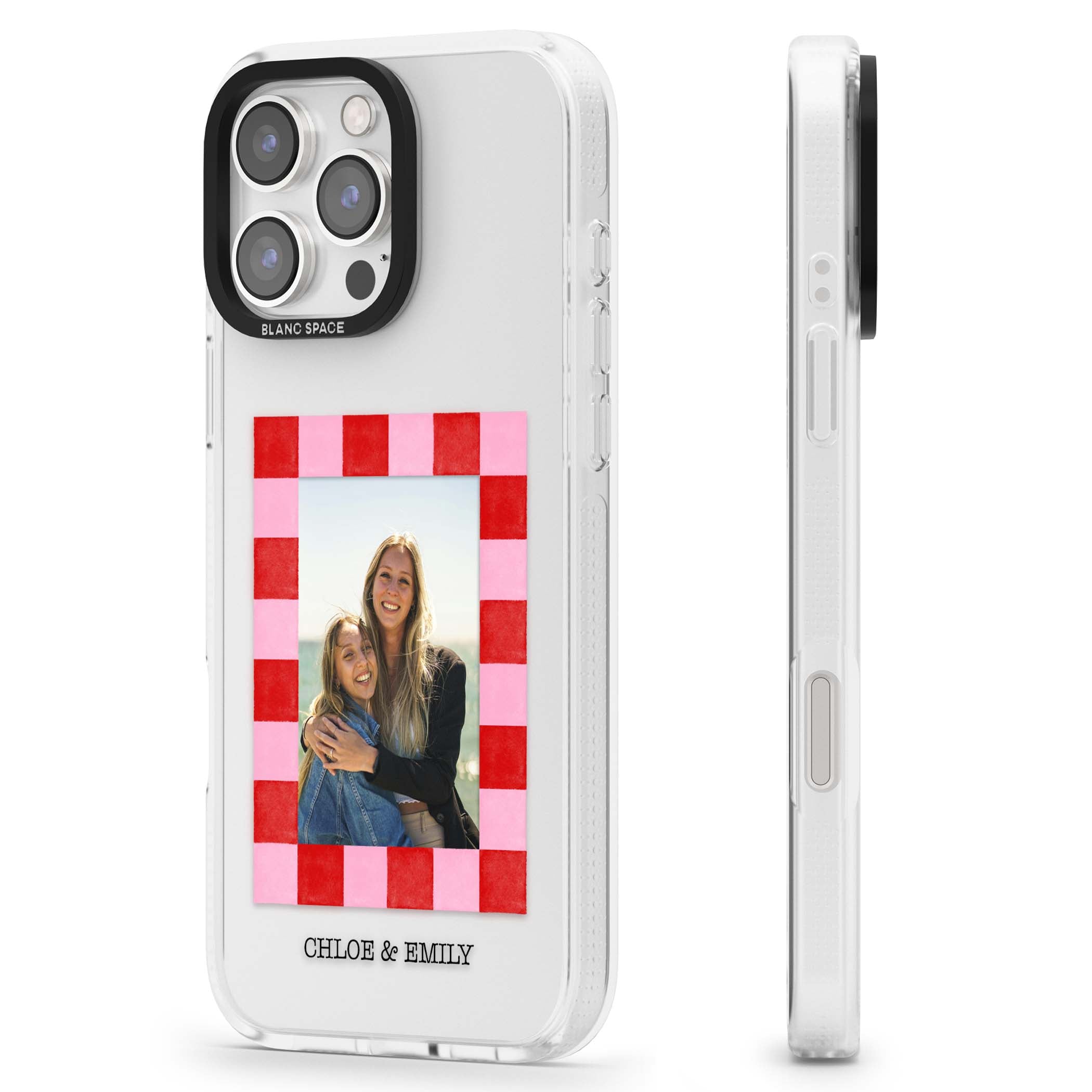 Bubblegum Check Photo for her iPhone case | Clear Case Impact Air case for iPhone 16 Pro, iPhone 16 Pro Max