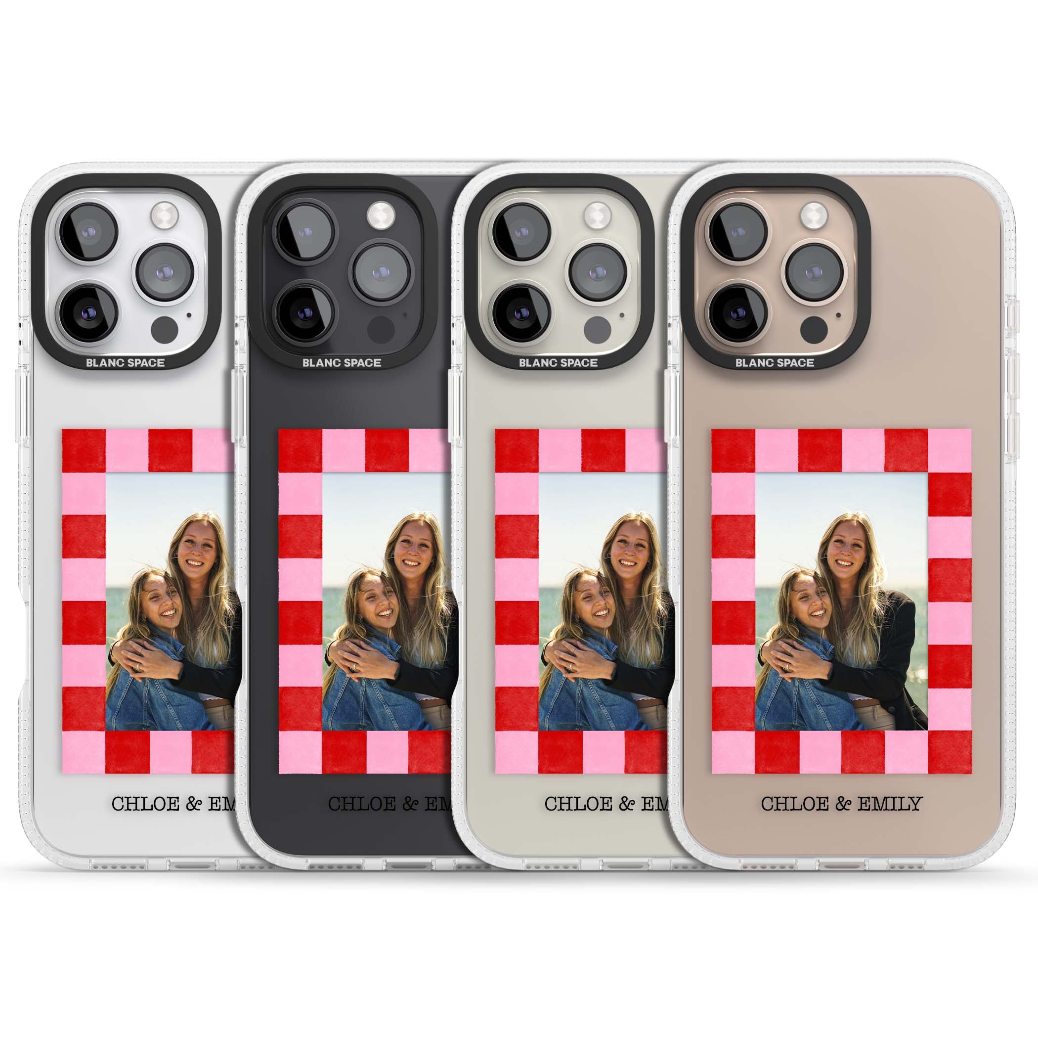 Bubblegum Check Photo for her iPhone case | Clear Case Impact Air case for iPhone 16 Pro, iPhone 16 Pro Max