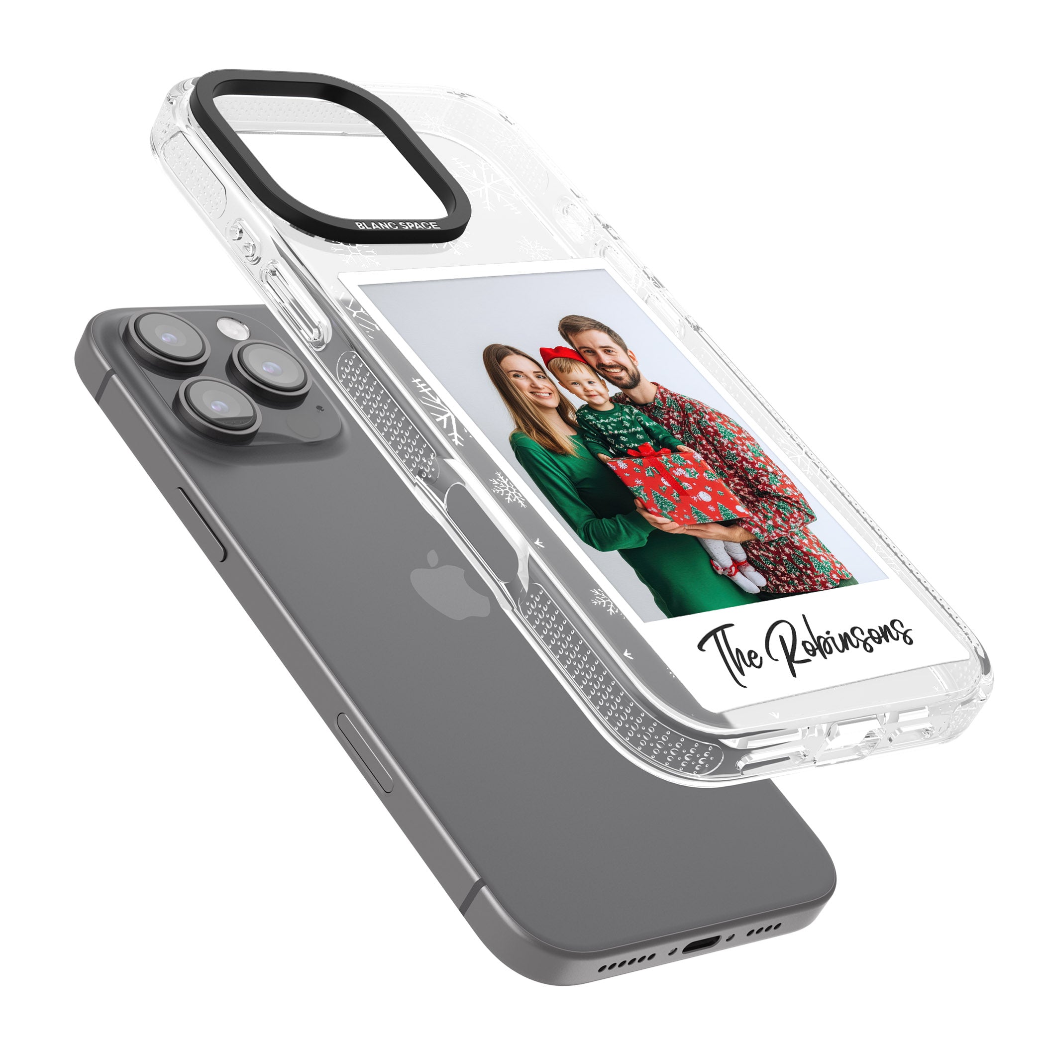 Personalised Snowflake Photo iPhone 16 Pro Max / 16 Pro Clear Case Impact Air - Blanc Space