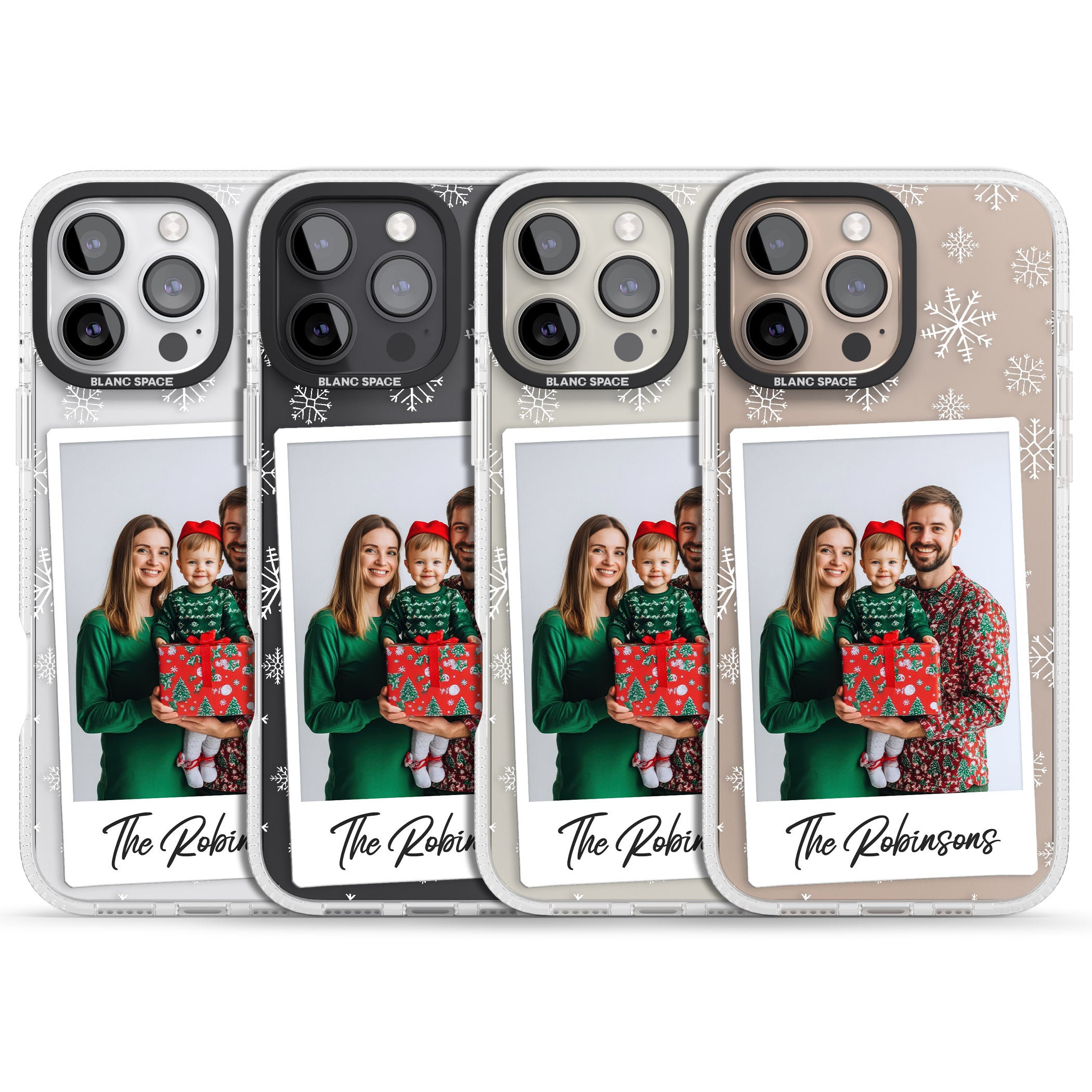 Personalised Snowflake Photo iPhone 16 Pro Max / 16 Pro Clear Case Impact Air - Blanc Space