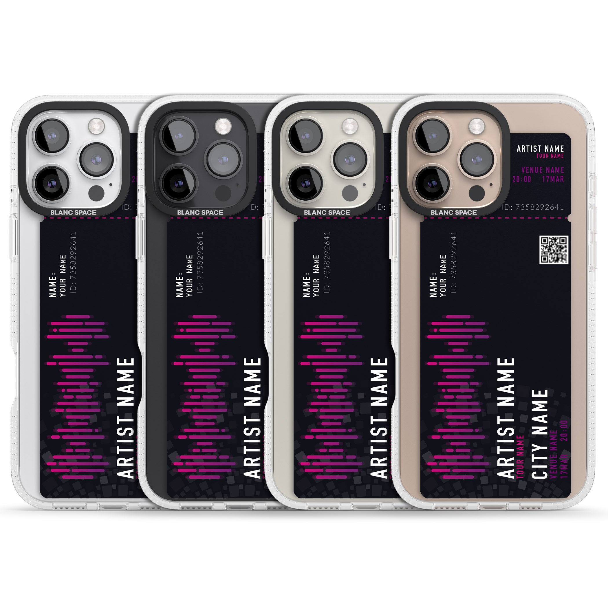 Personalised Concert Ticket iPhone 16 Pro Max / 16 Pro Clear Case Impact Air - Blanc Space