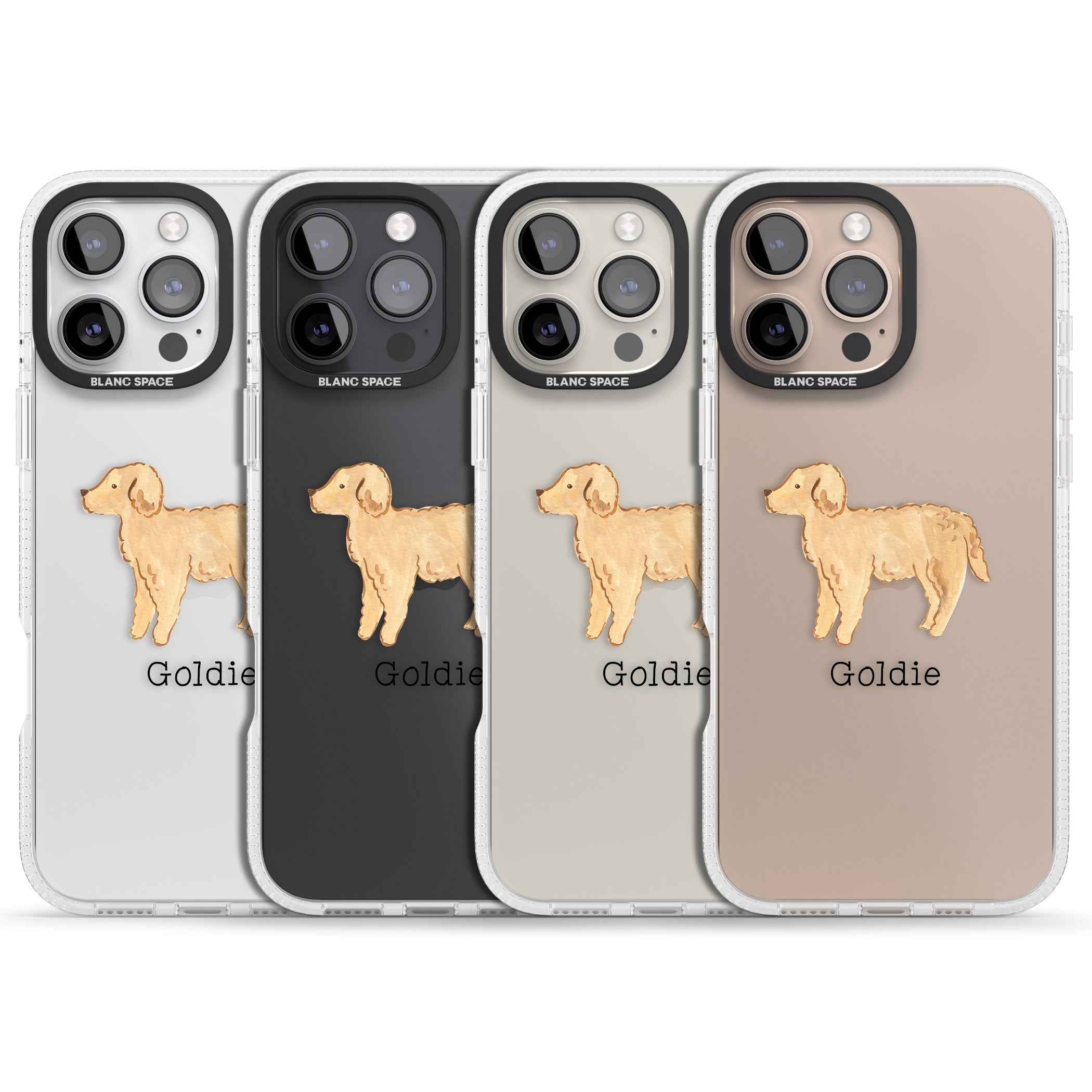 Personalised Hand Painted Goldendoodle iPhone 16 Pro Max / 16 Pro Clear Case Impact Air - Blanc Space