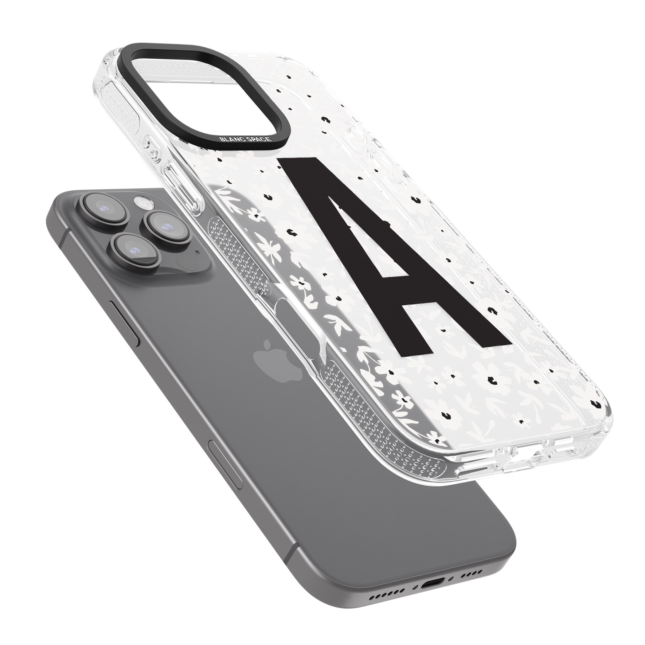 Personalised Floral Pattern Personalised iPhone 16 Pro Max / 16 Pro Clear Case Impact Air - Blanc Space