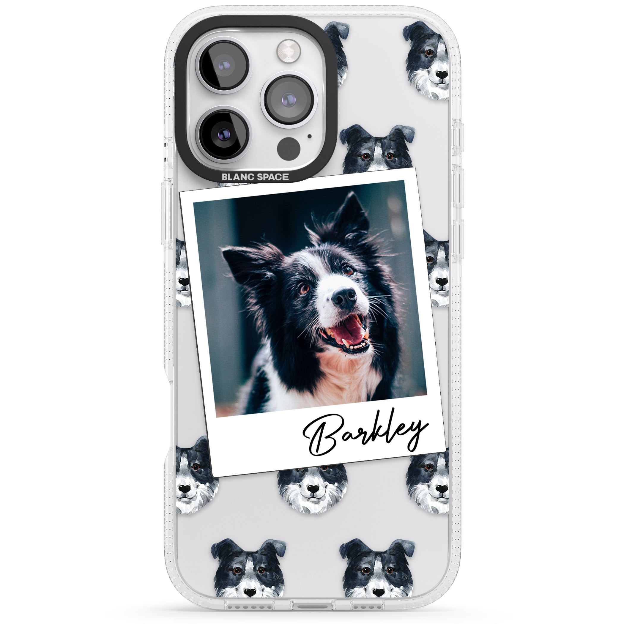 Personalised Border Collie - Dog Photo iPhone 16 Pro Max / 16 Pro Clear Case Impact Air - Blanc Space