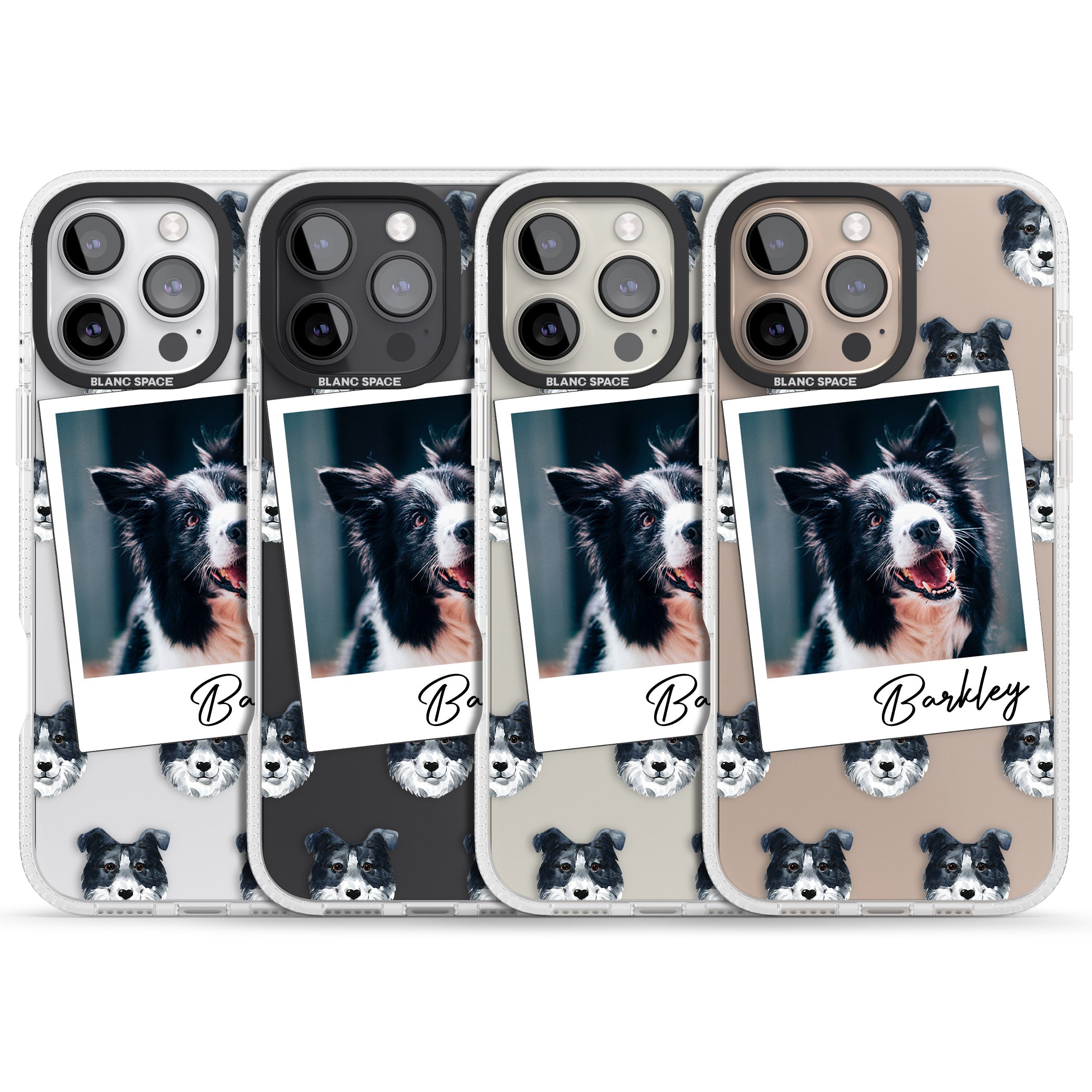 Personalised Border Collie - Dog Photo iPhone 16 Pro Max / 16 Pro Clear Case Impact Air - Blanc Space
