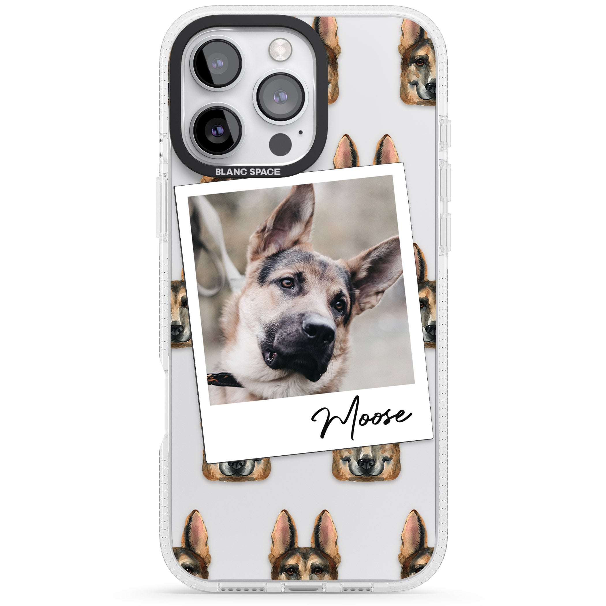 Personalised German Shepherd - Dog Photo iPhone 16 Pro Max / 16 Pro Clear Case Impact Air - Blanc Space