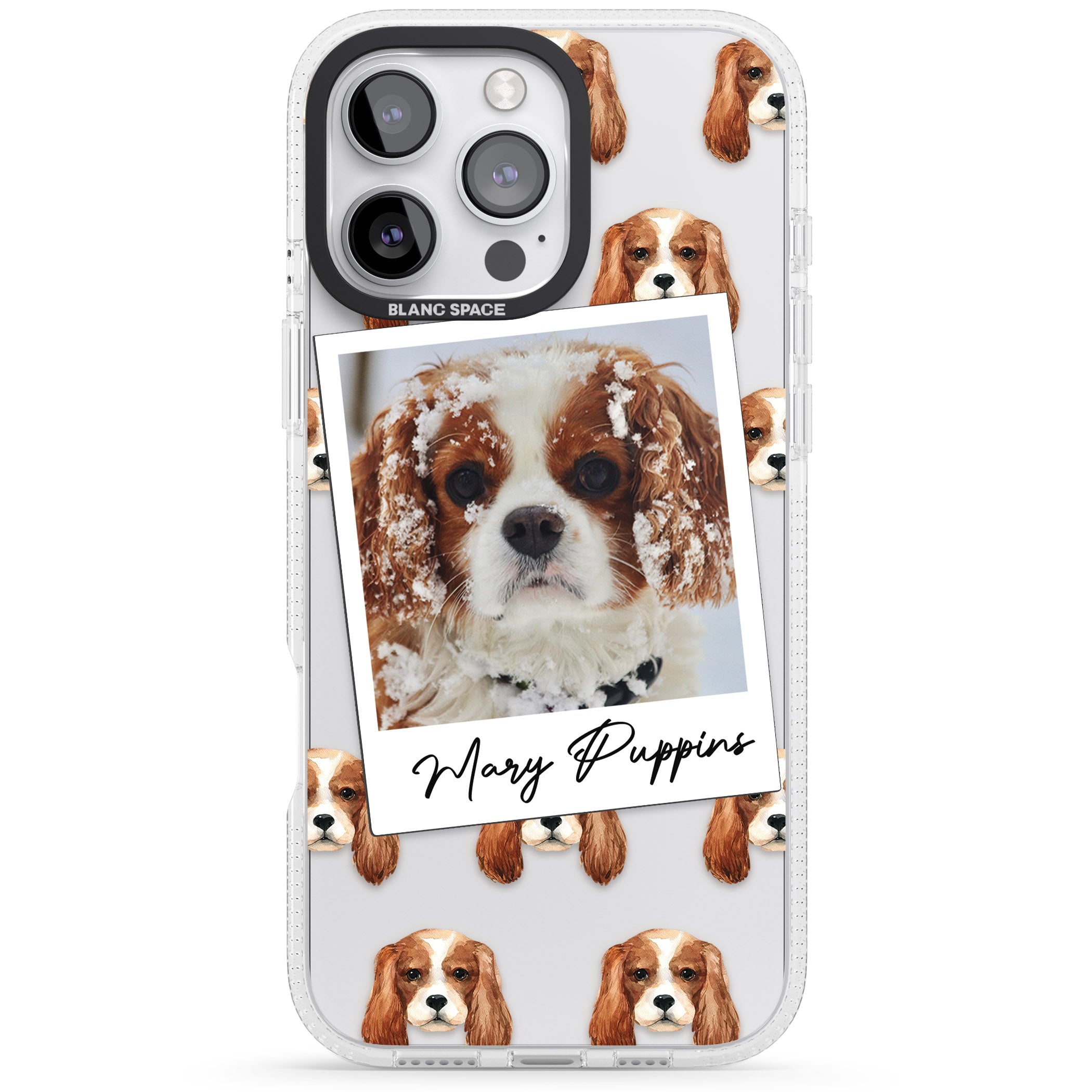 Personalised Cavalier King Charles - Dog Photo iPhone 16 Pro Max / 16 Pro Clear Case Impact Air - Blanc Space