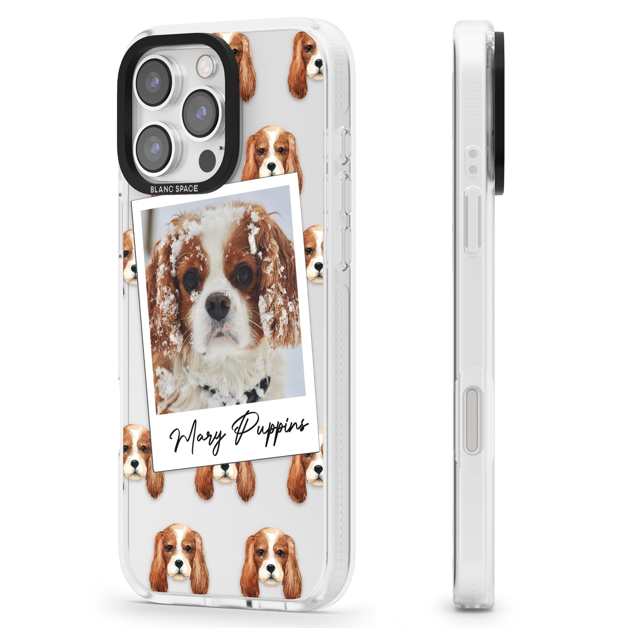 Personalised Cavalier King Charles - Dog Photo iPhone 16 Pro Max / 16 Pro Clear Case Impact Air - Blanc Space