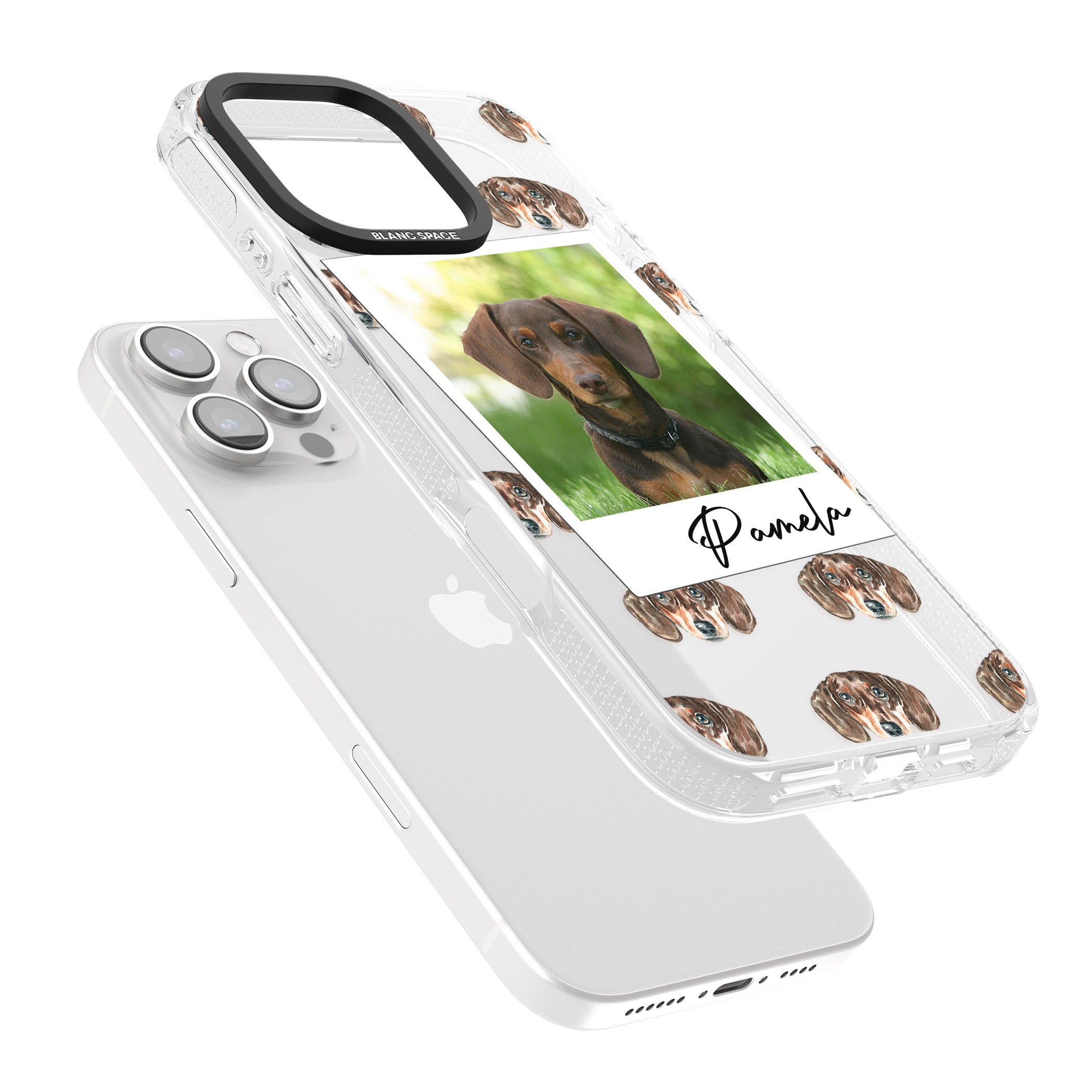 Personalised Dachshund, Brown - Dog Photo iPhone 16 Pro Max / 16 Pro Clear Case Impact Air - Blanc Space