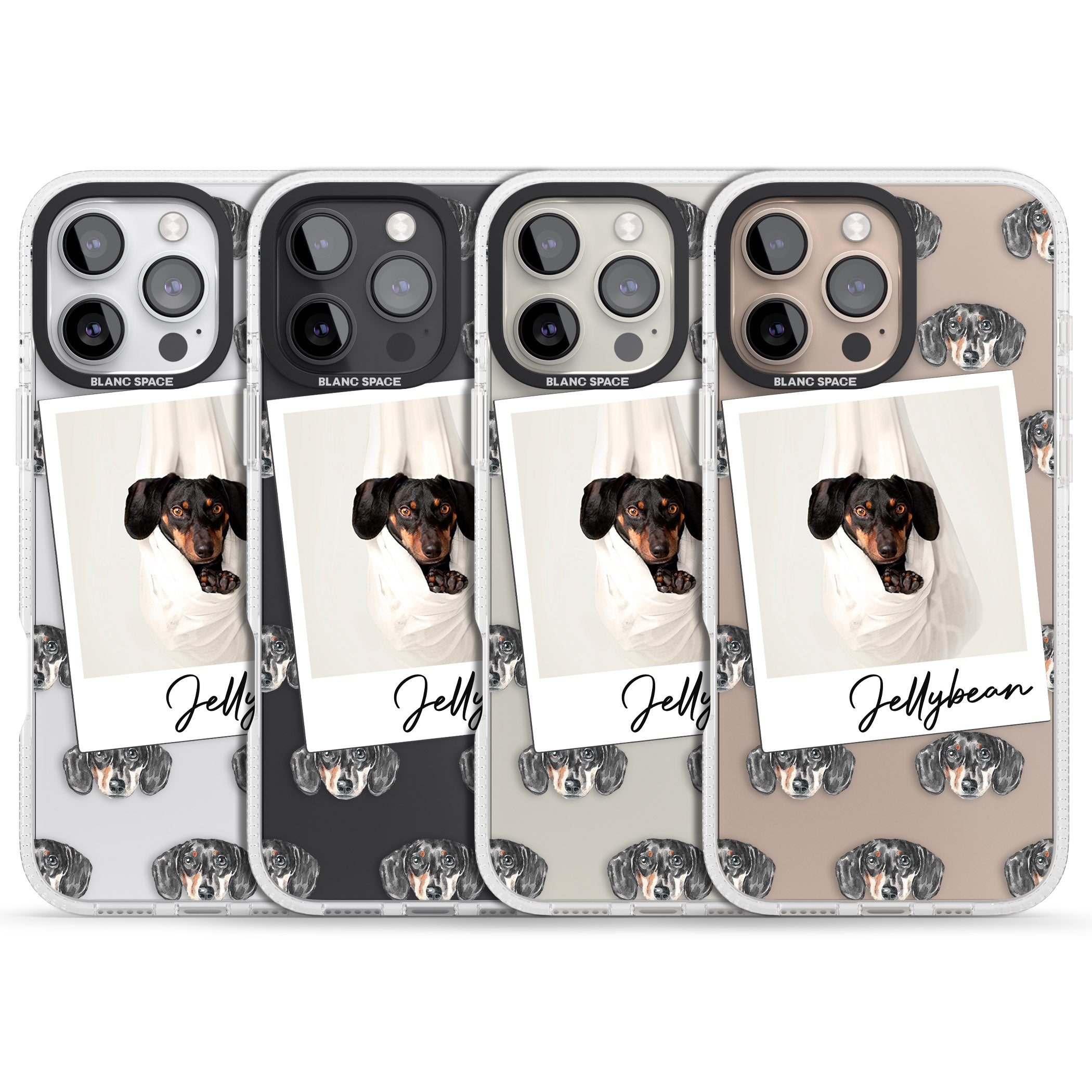 Personalised Dachshund, Black- Dog Photo iPhone 16 Pro Max / 16 Pro Clear Case Impact Air - Blanc Space