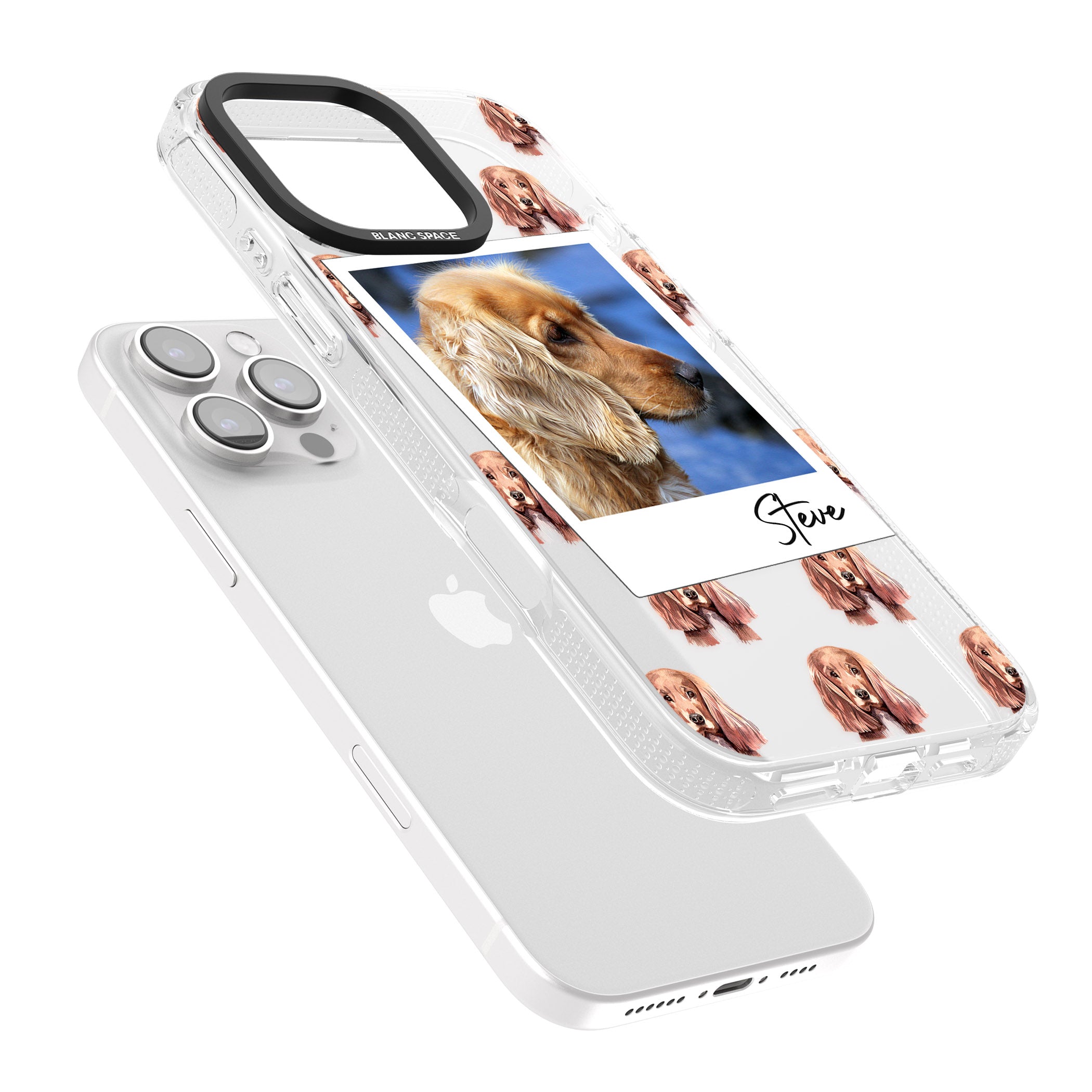 Personalised Cocker Spaniel - Dog Photo iPhone 16 Pro Max / 16 Pro Clear Case Impact Air - Blanc Space