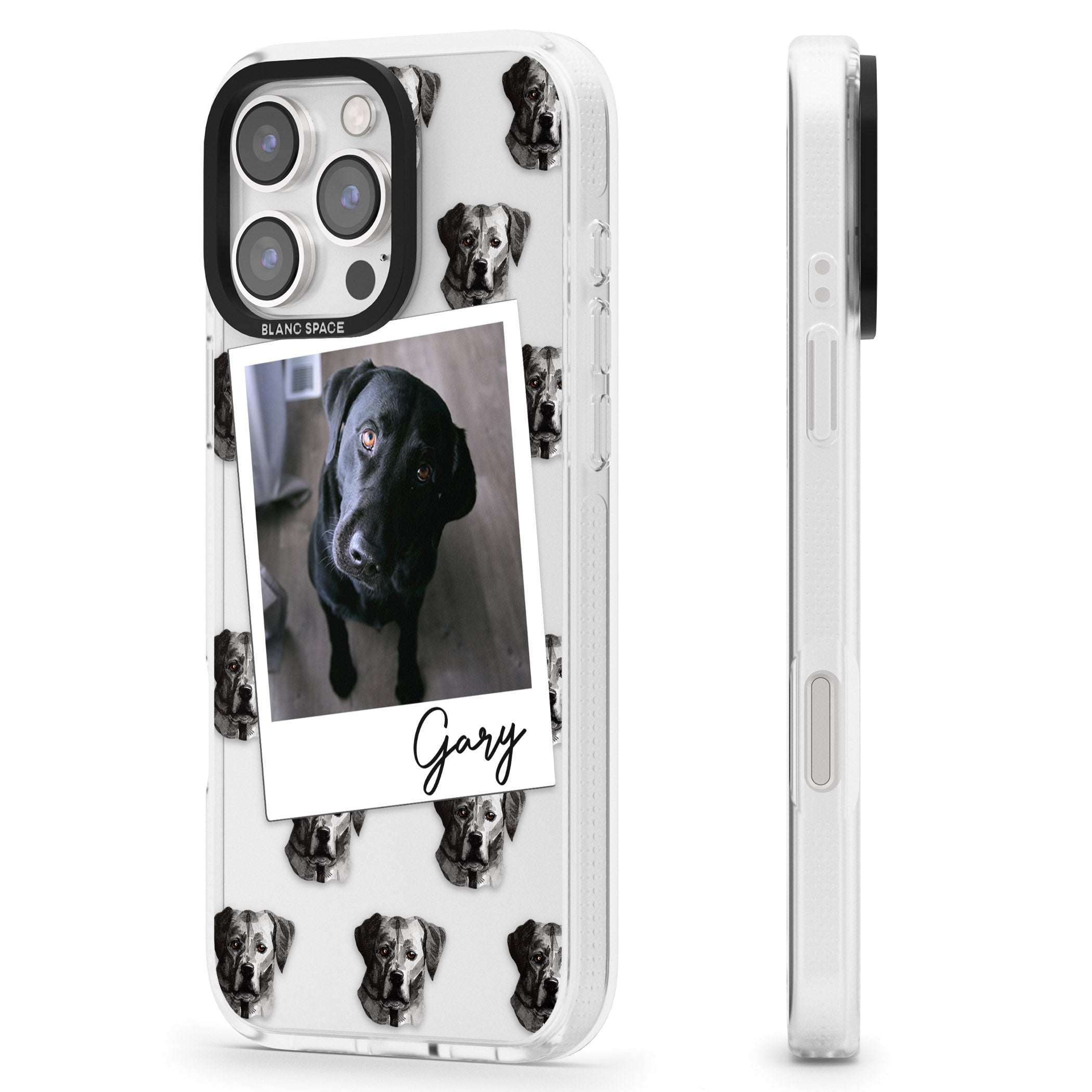 Personalised Labrador, Black - Dog Photo iPhone 16 Pro Max / 16 Pro Clear Case Impact Air - Blanc Space