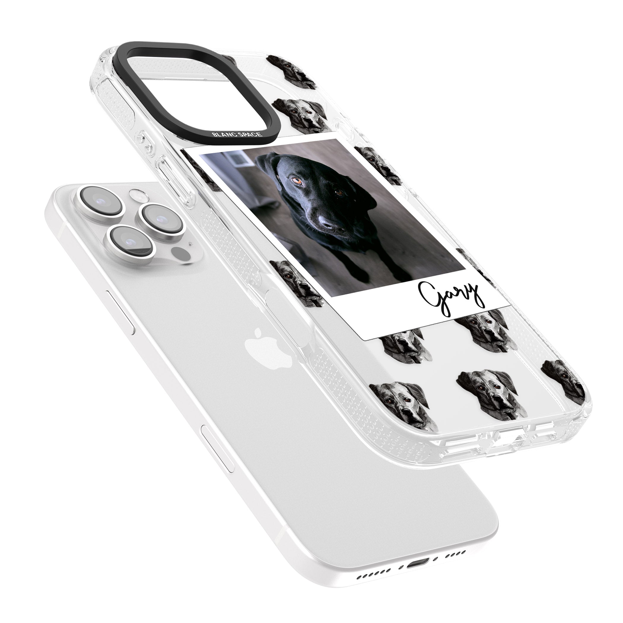 Personalised Labrador, Black - Dog Photo iPhone 16 Pro Max / 16 Pro Clear Case Impact Air - Blanc Space