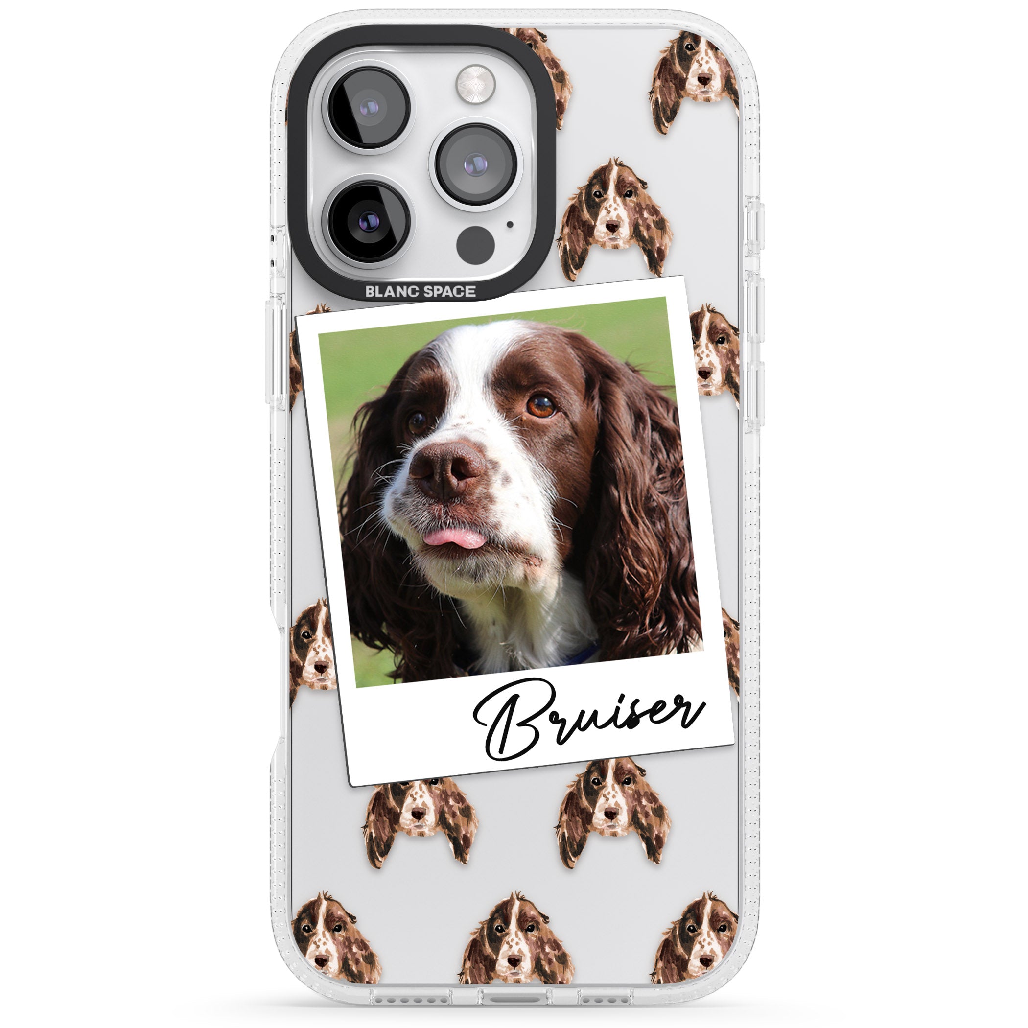 Personalised Springer Spaniel - Dog Photo iPhone 16 Pro Max / 16 Pro Clear Case Impact Air - Blanc Space