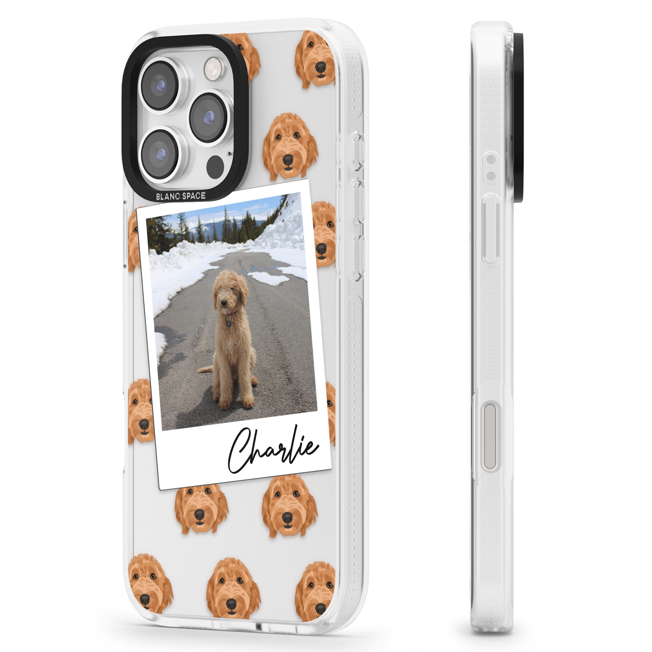 Personalised Personalised Golden Doodle - Dog Photo iPhone 16 Pro Max / 16 Pro Clear Case Impact Air - Blanc Space