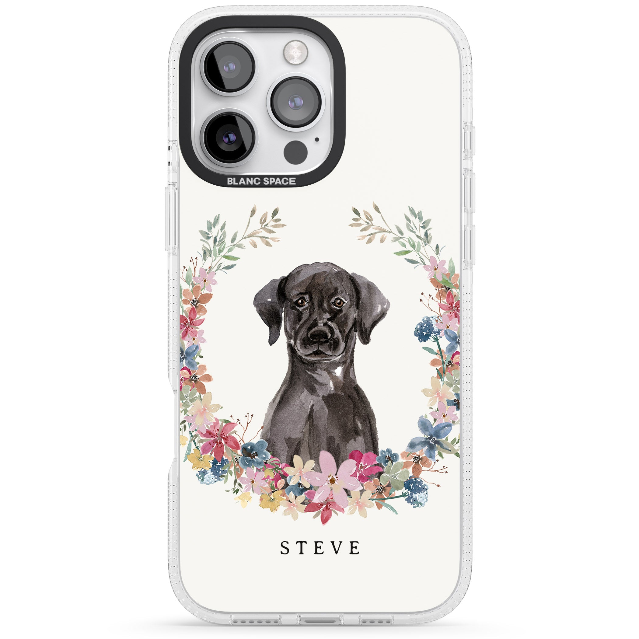 Personalised Black Lab Watercolour Dog Portrait iPhone 16 Pro Max / 16 Pro Clear Case Impact Air - Blanc Space
