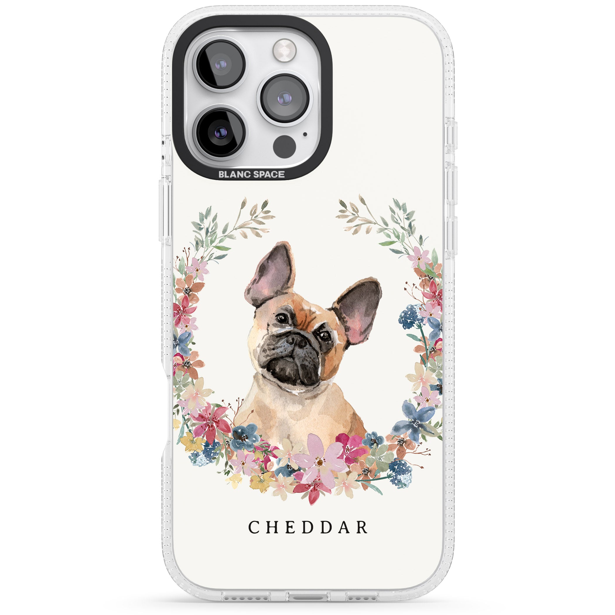 Personalised Tan French Bulldog Watercolour Dog Portrait iPhone 16 Pro Max / 16 Pro Clear Case Impact Air - Blanc Space