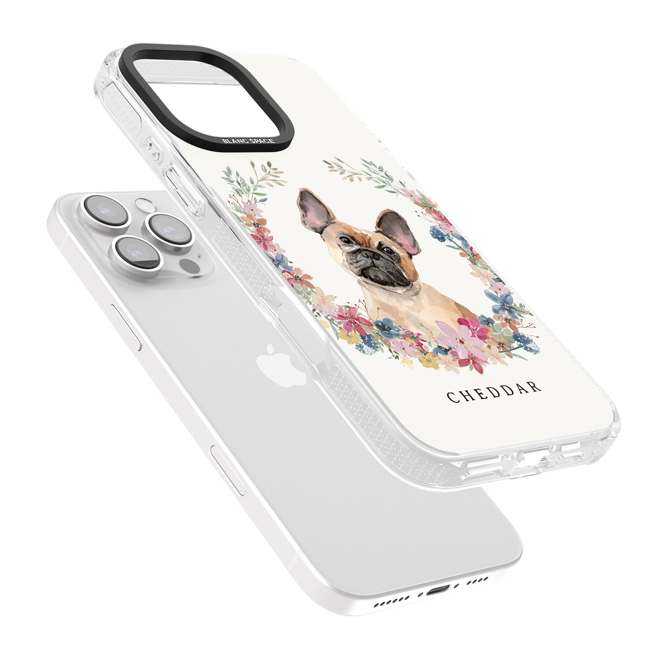 Personalised Tan French Bulldog Watercolour Dog Portrait iPhone 16 Pro Max / 16 Pro Clear Case Impact Air - Blanc Space