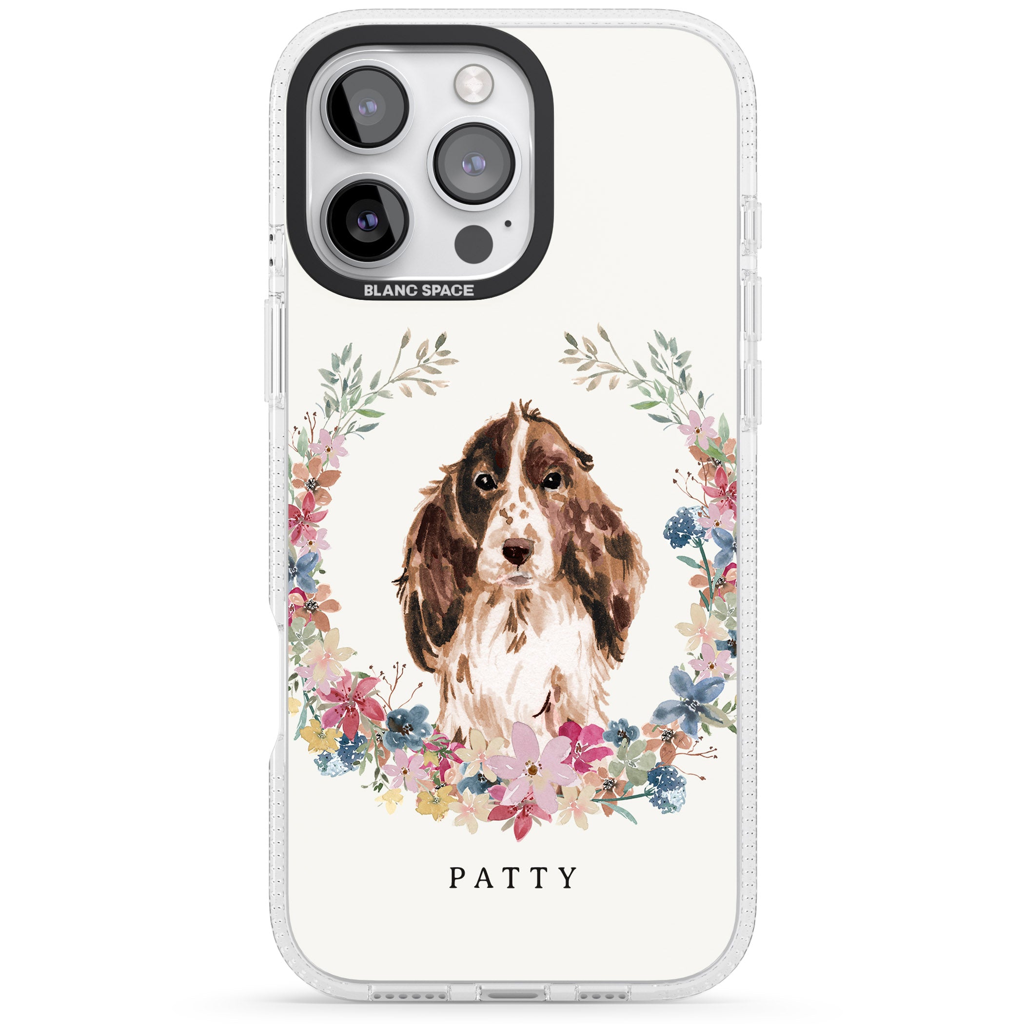 Personalised Brown Cocker Spaniel - Watercolour Dog Portrait iPhone 16 Pro Max / 16 Pro Clear Case Impact Air - Blanc Space
