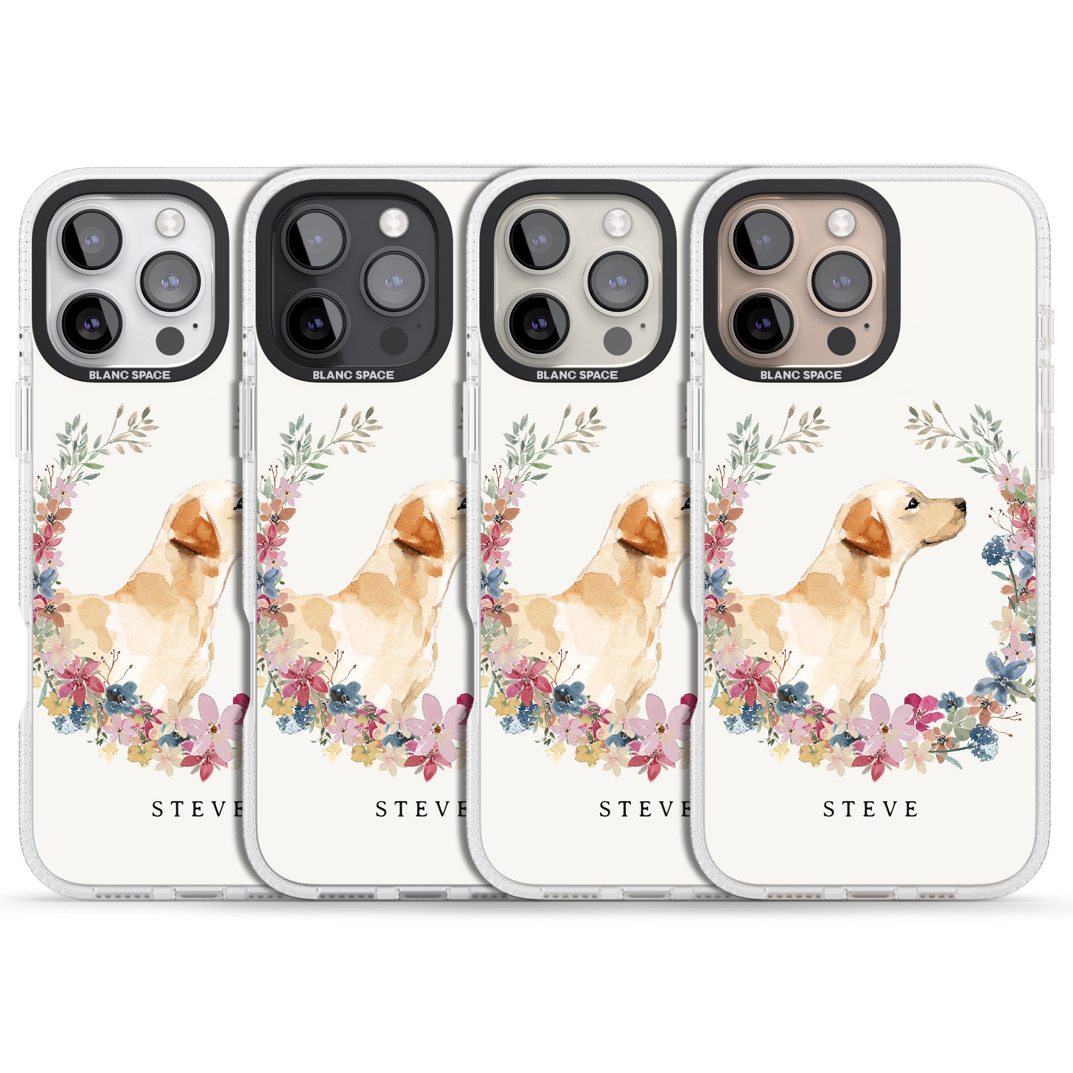 Personalised Yellow Labrador - Watercolour Dog Portrait iPhone 16 Pro Max / 16 Pro Clear Case Impact Air - Blanc Space