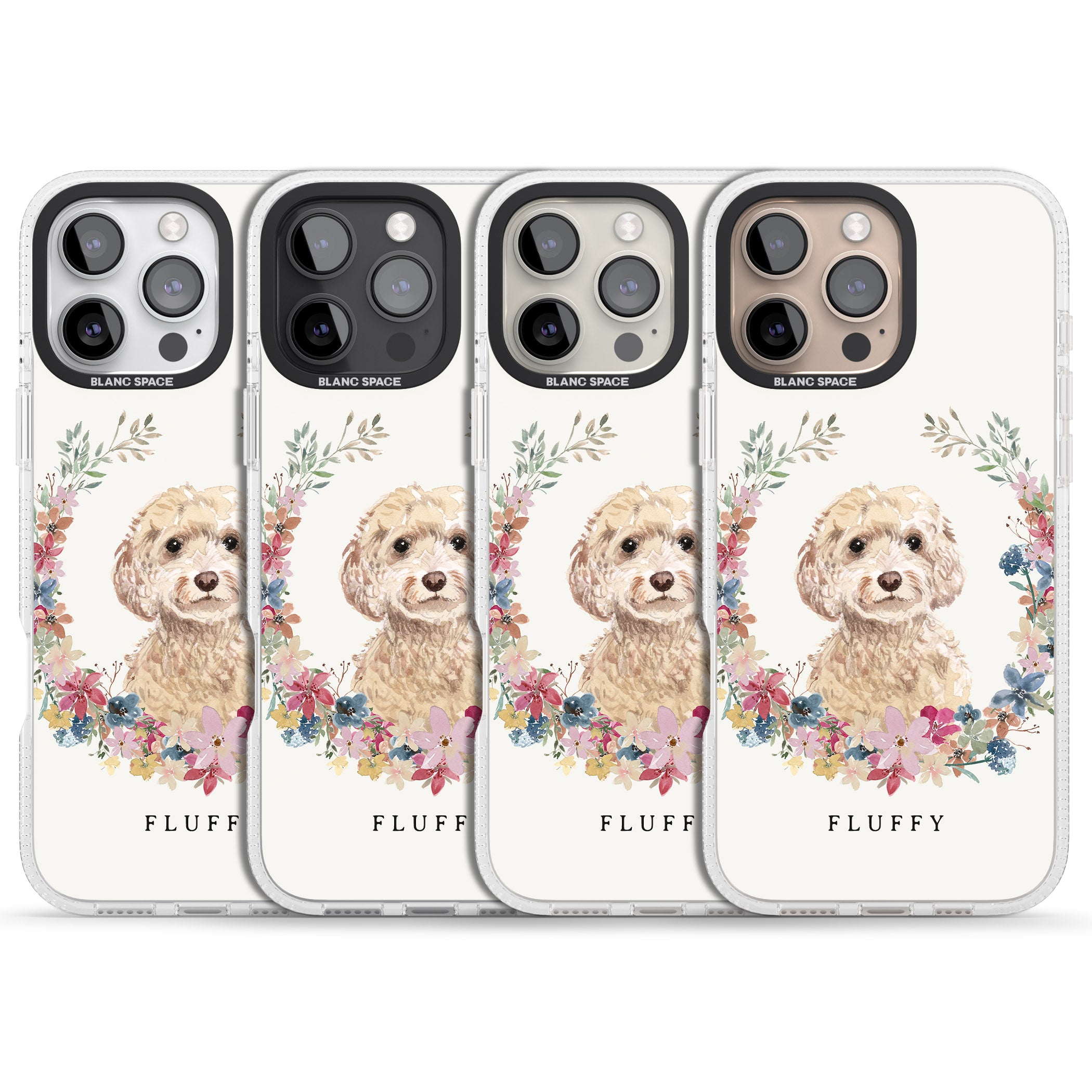 Personalised Champagne Cockapoo - Watercolour Dog Portrait iPhone 16 Pro Max / 16 Pro Clear Case Impact Air - Blanc Space