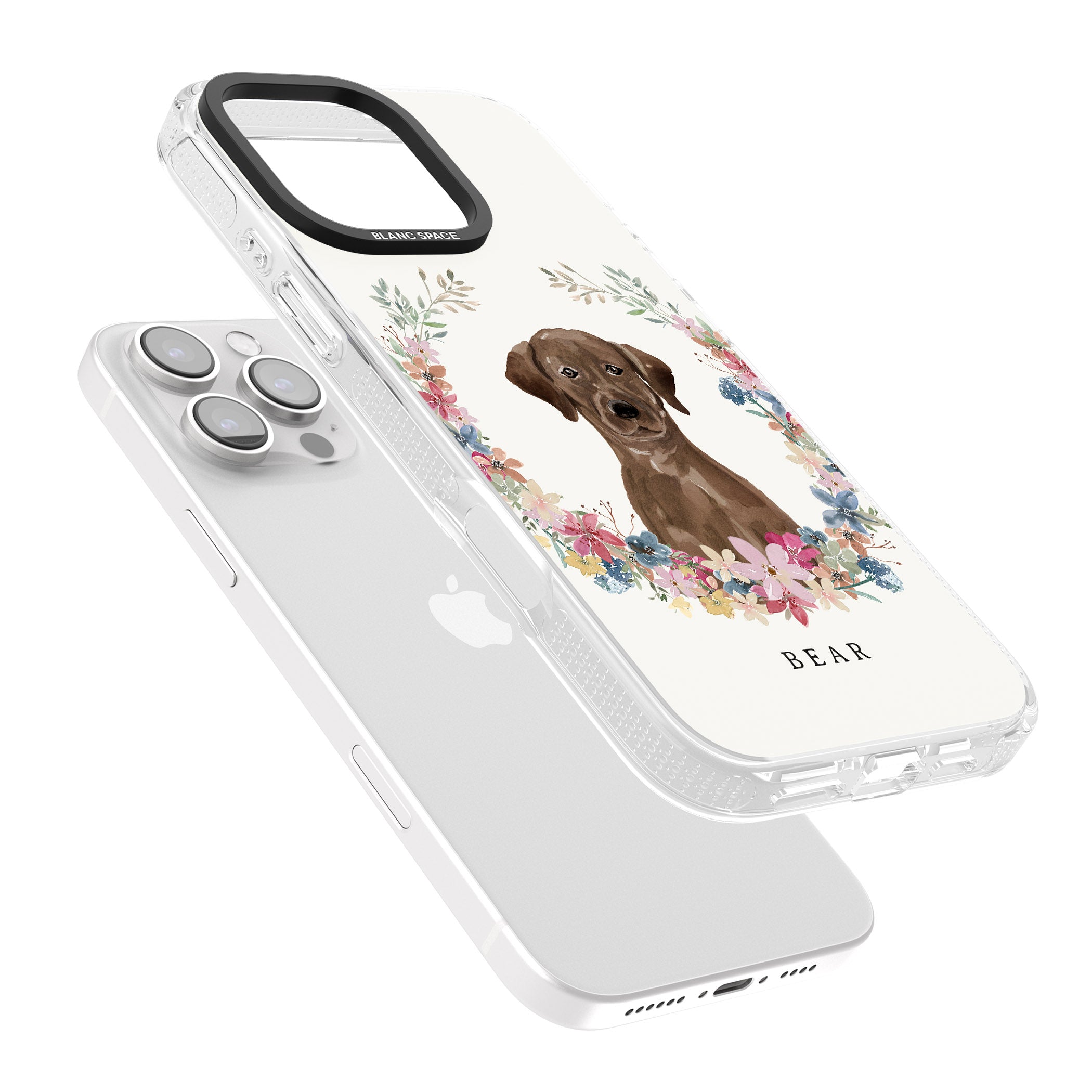 Personalised Chocolate Lab - Watercolour Dog Portrait iPhone 16 Pro Max / 16 Pro Clear Case Impact Air - Blanc Space