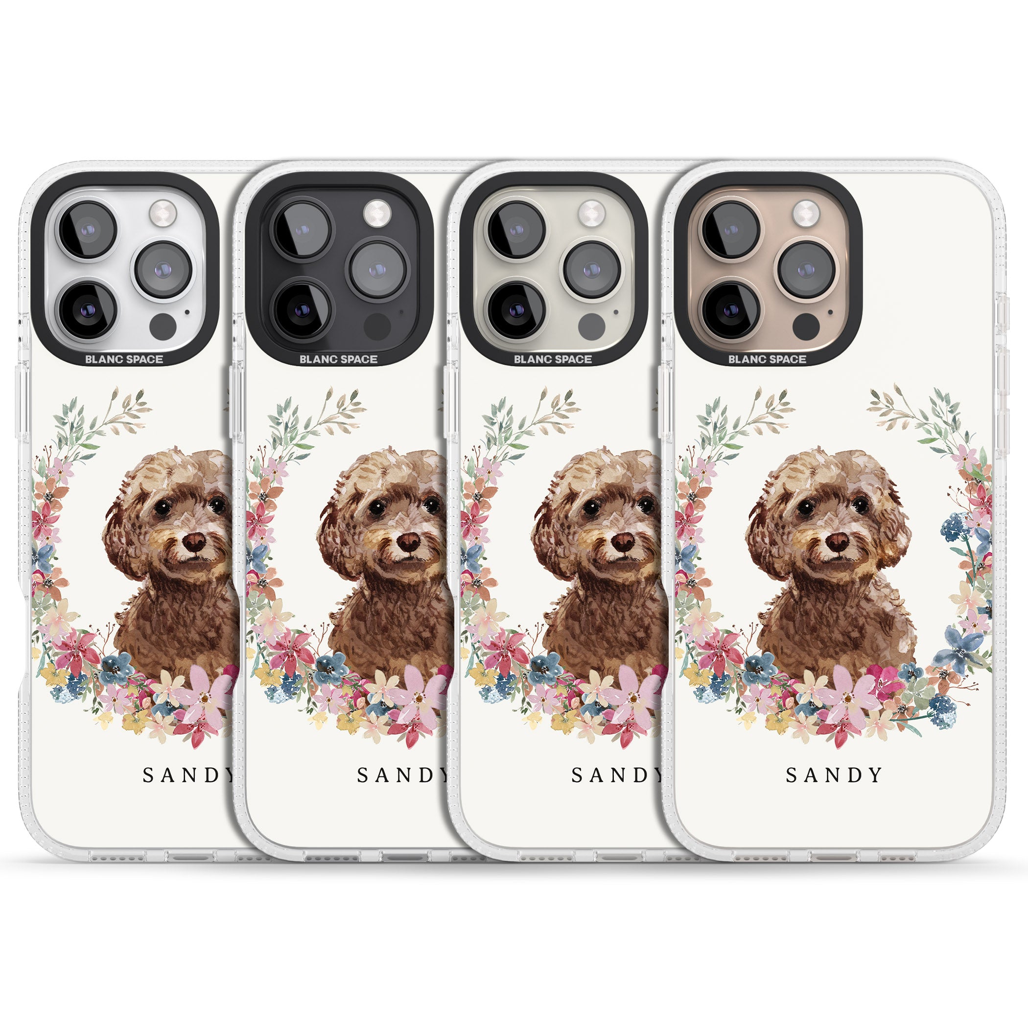 Personalised Brown Cockapoo - Watercolour Dog Portrait iPhone 16 Pro Max / 16 Pro Clear Case Impact Air - Blanc Space