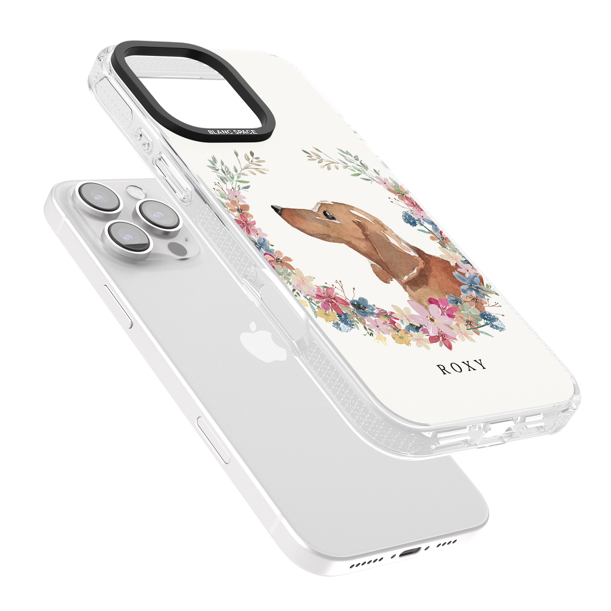 Personalised Tan Dachshund - Watercolour Dog Portrait iPhone 16 Pro Max / 16 Pro Clear Case Impact Air - Blanc Space