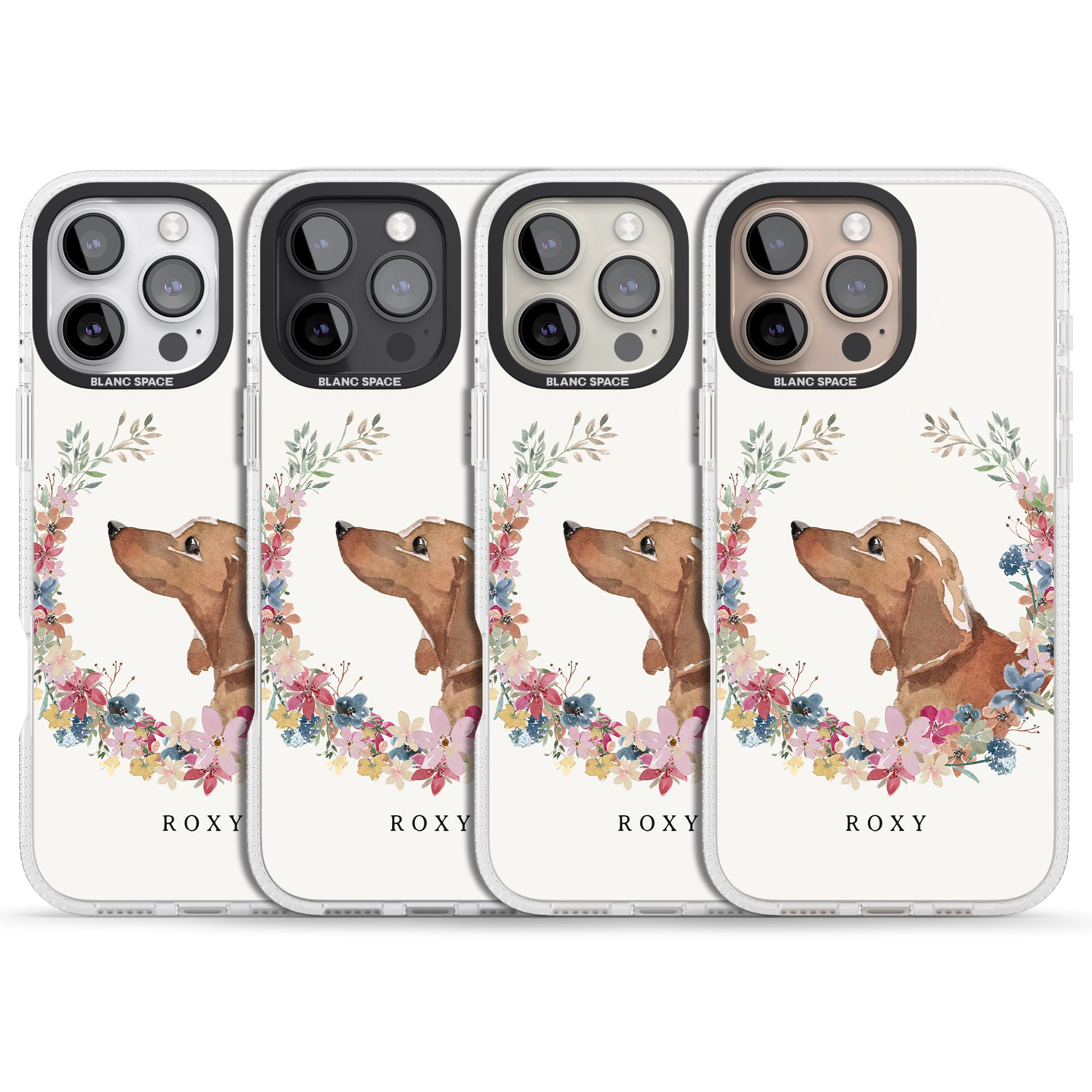 Personalised Tan Dachshund - Watercolour Dog Portrait iPhone 16 Pro Max / 16 Pro Clear Case Impact Air - Blanc Space