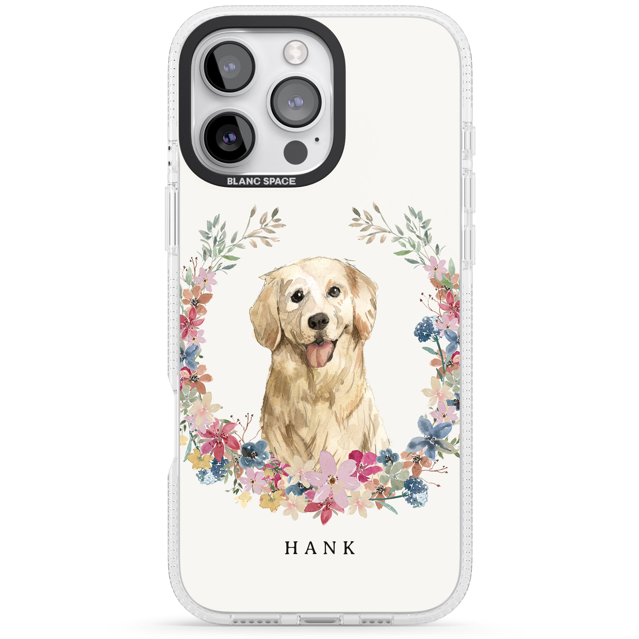Personalised Golden Retriever - Watercolour Dog Portrait iPhone 16 Pro Max / 16 Pro Clear Case Impact Air - Blanc Space