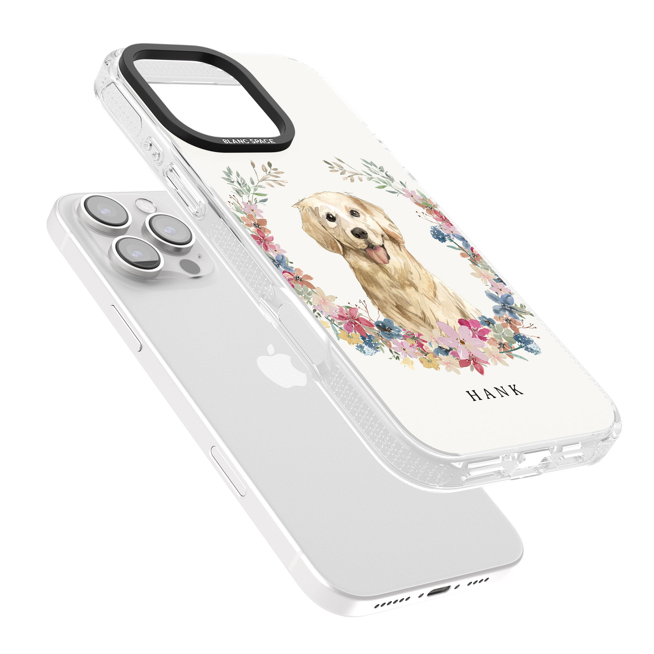 Personalised Golden Retriever - Watercolour Dog Portrait iPhone 16 Pro Max / 16 Pro Clear Case Impact Air - Blanc Space