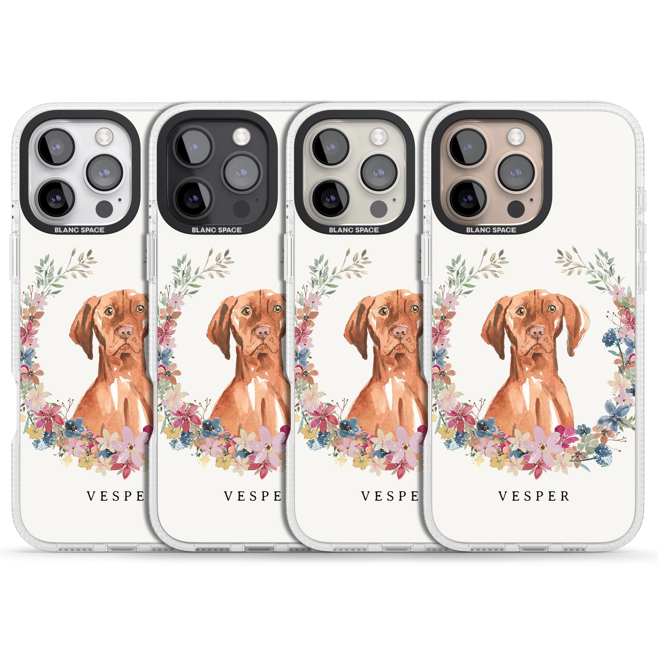 Personalised Hungarian Vizsla - Watercolour Dog Portrait iPhone 16 Pro Max / 16 Pro Clear Case Impact Air - Blanc Space