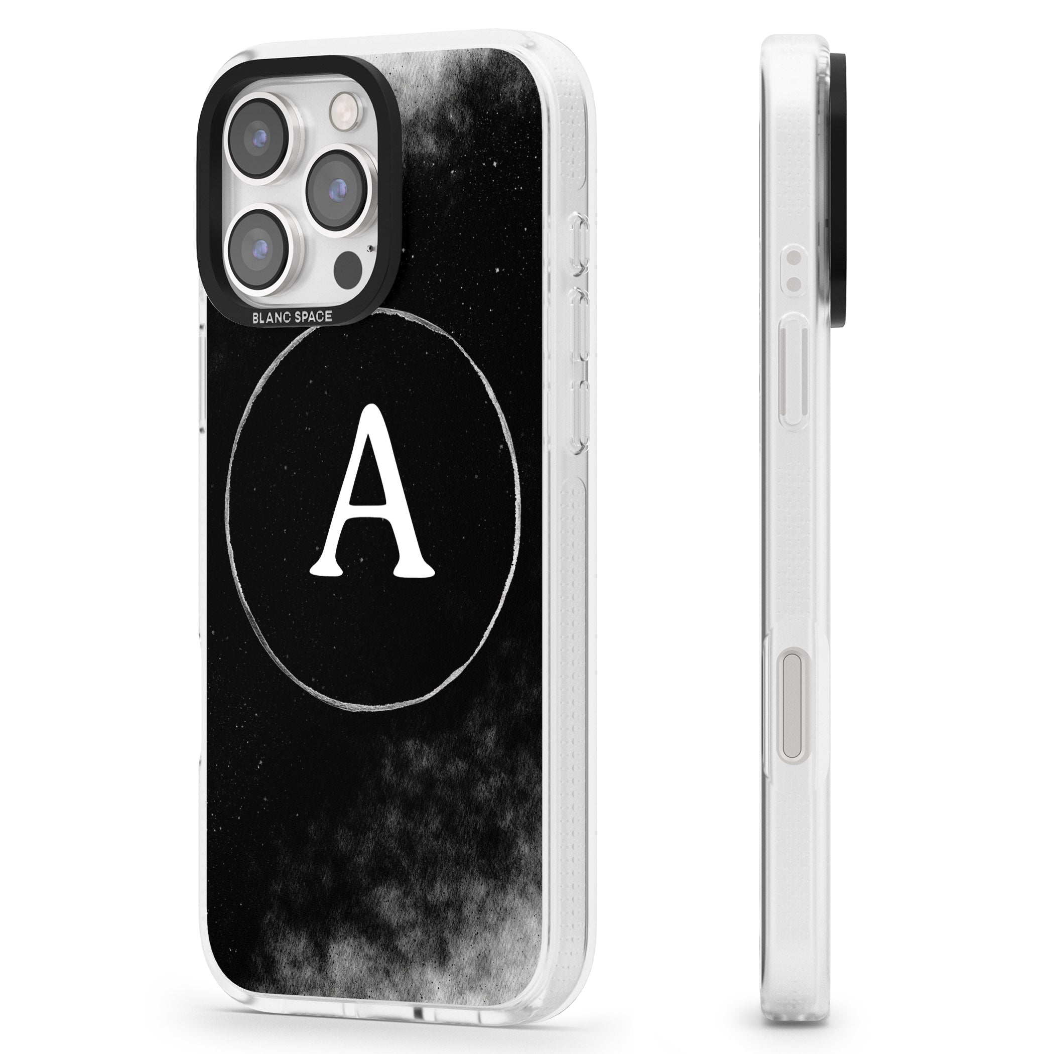 Personalised Eclipse Monogram iPhone 16 Pro Max / 16 Pro Clear Case Impact Air - Blanc Space